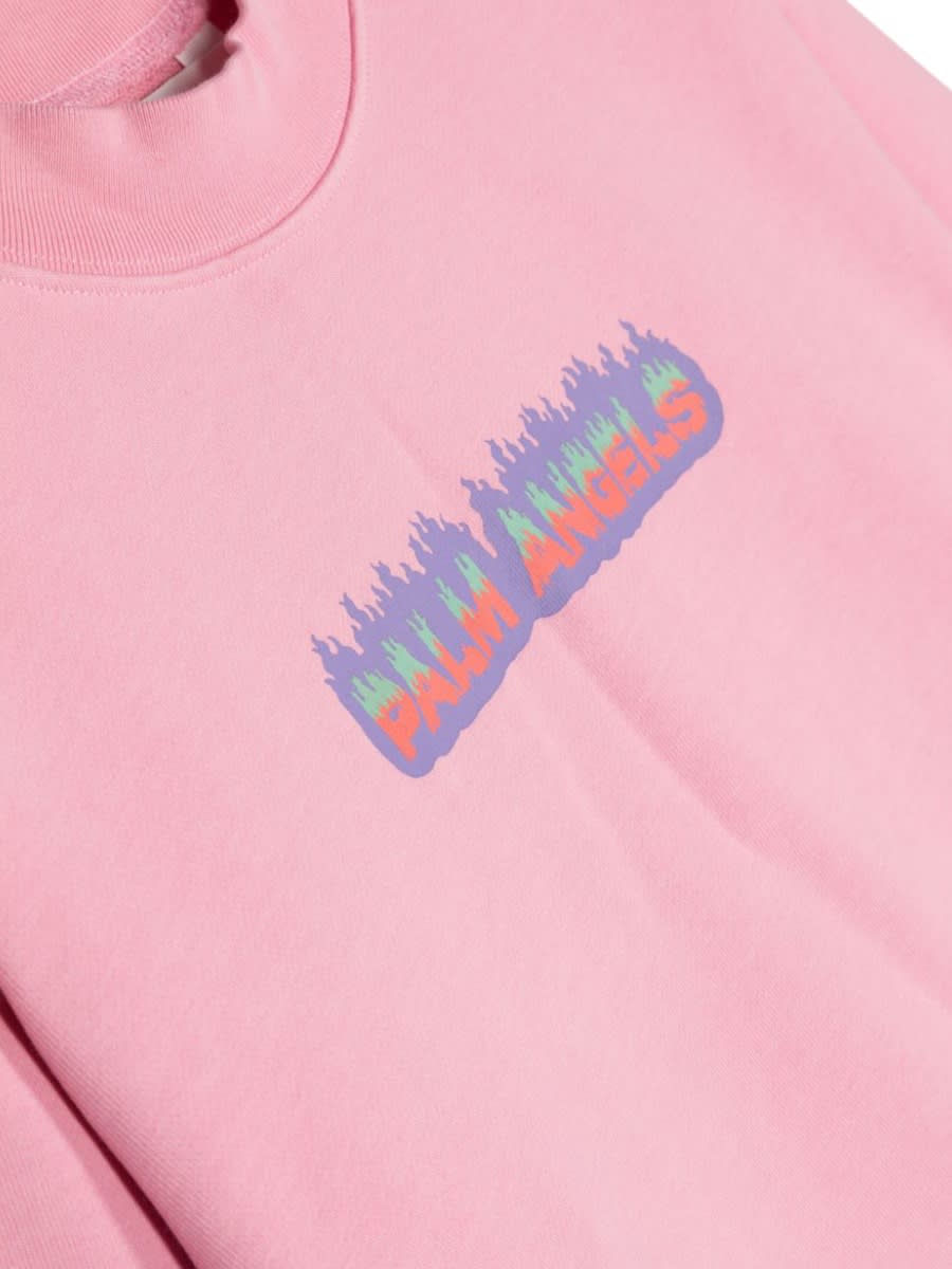 Palm Angels Pa Flames Regular Crewneck In Pink