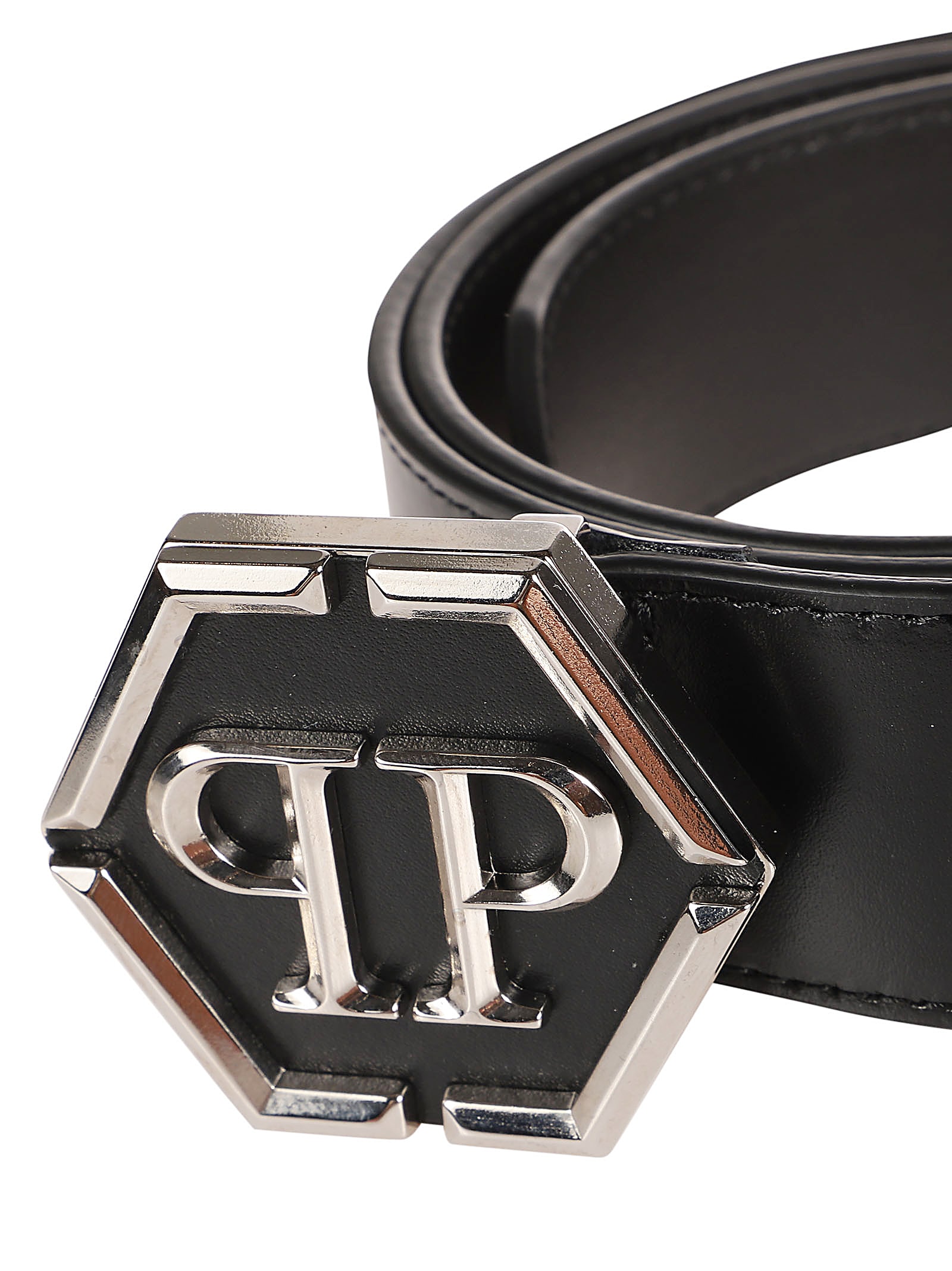 Shop Philipp Plein Hexagon Belt In Black/nichel