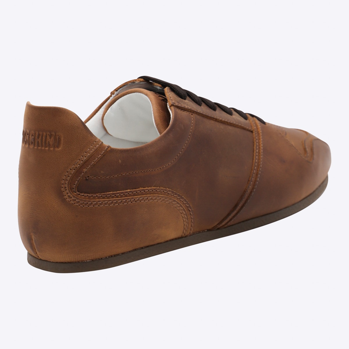 Moschino Low Top Sneakers Stitch Detailing In Brown