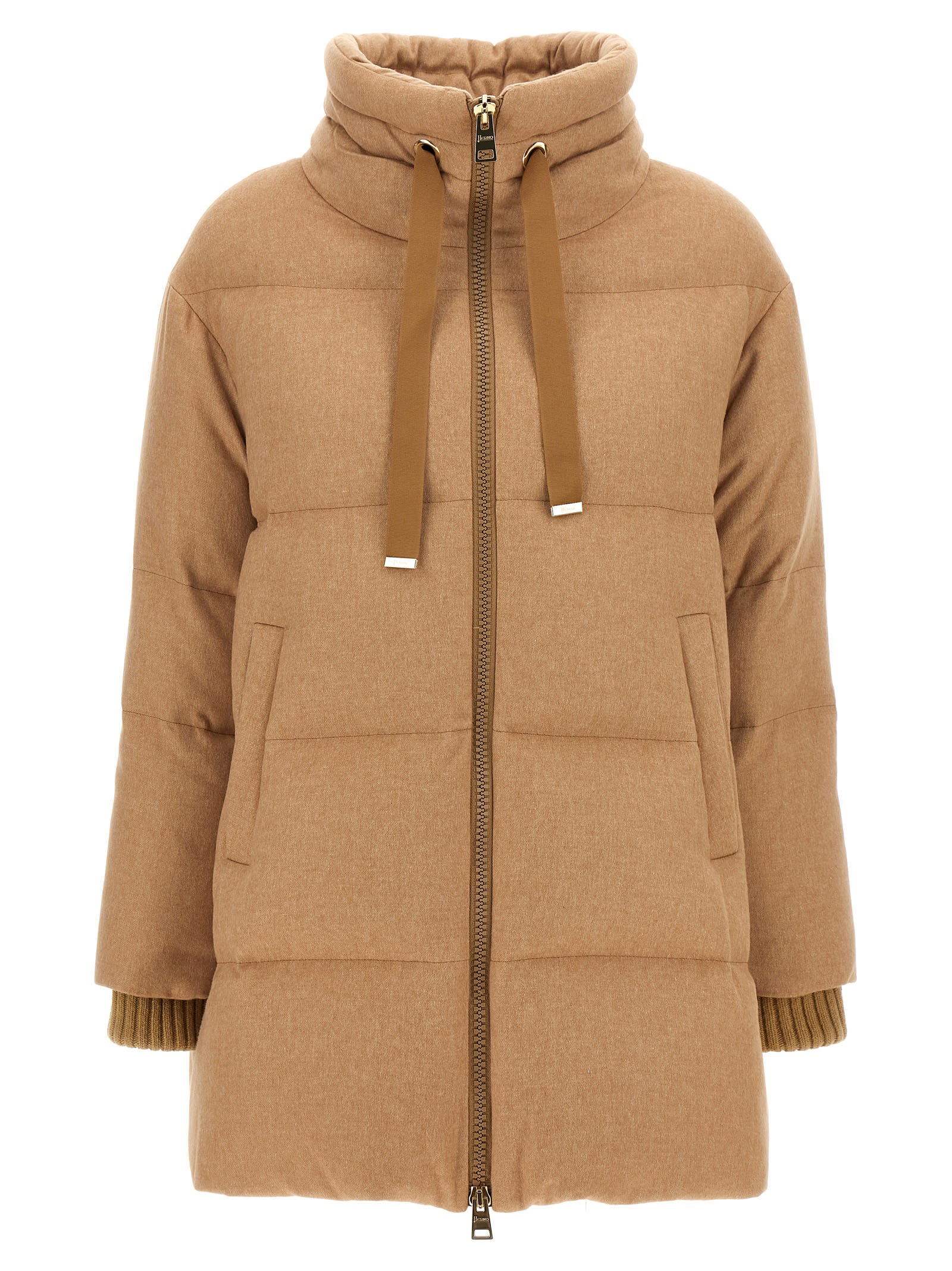 Shop Herno A-shape Down Jacket In Beige