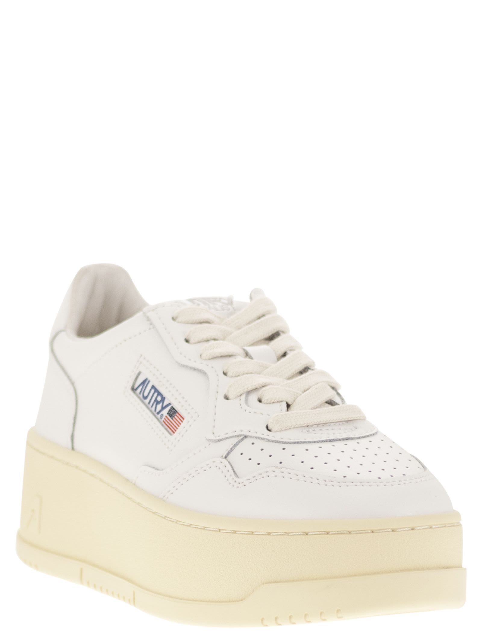 Shop Autry Medalist Platform - Leather Trainers In White