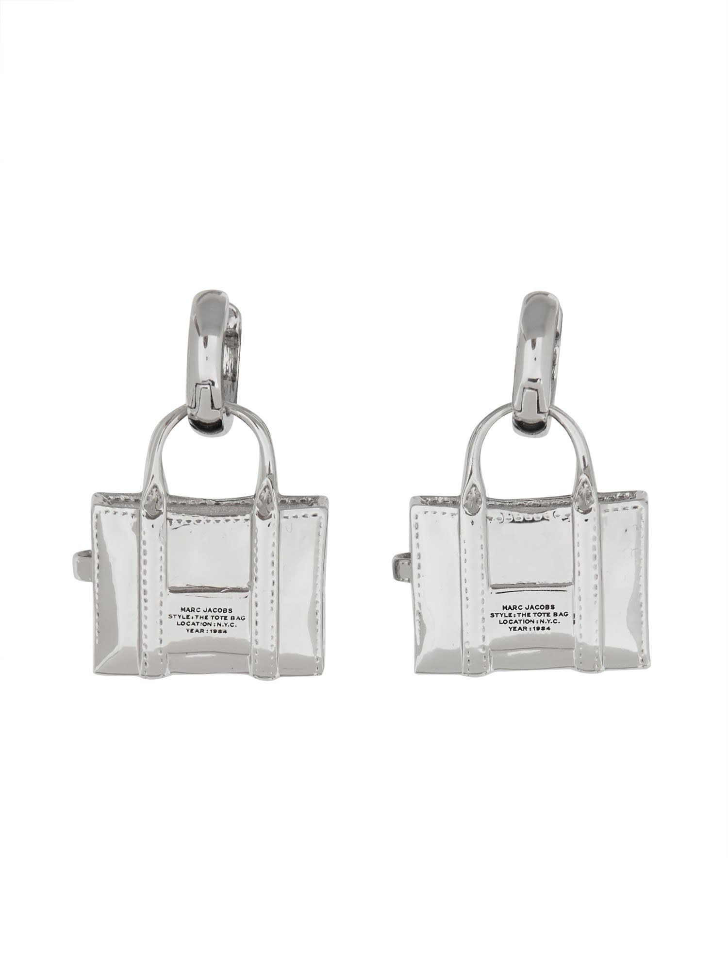 Marc Jacobs Earring The Tote Bag In Argento