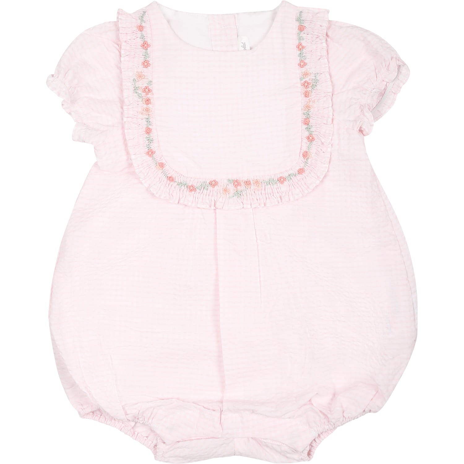 Shop Tartine Et Chocolat Pink Romper For Baby Girl With Liberty Fabric