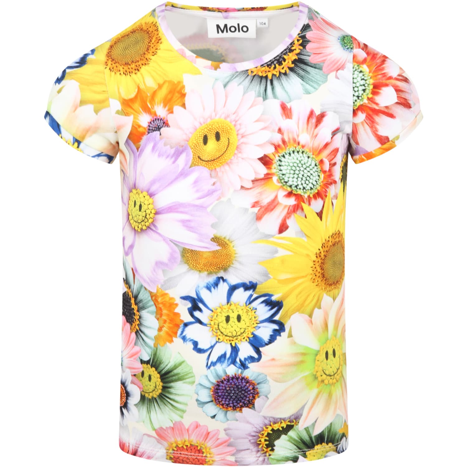 Molo Multicolor T-shirrt For Girl With Flowers