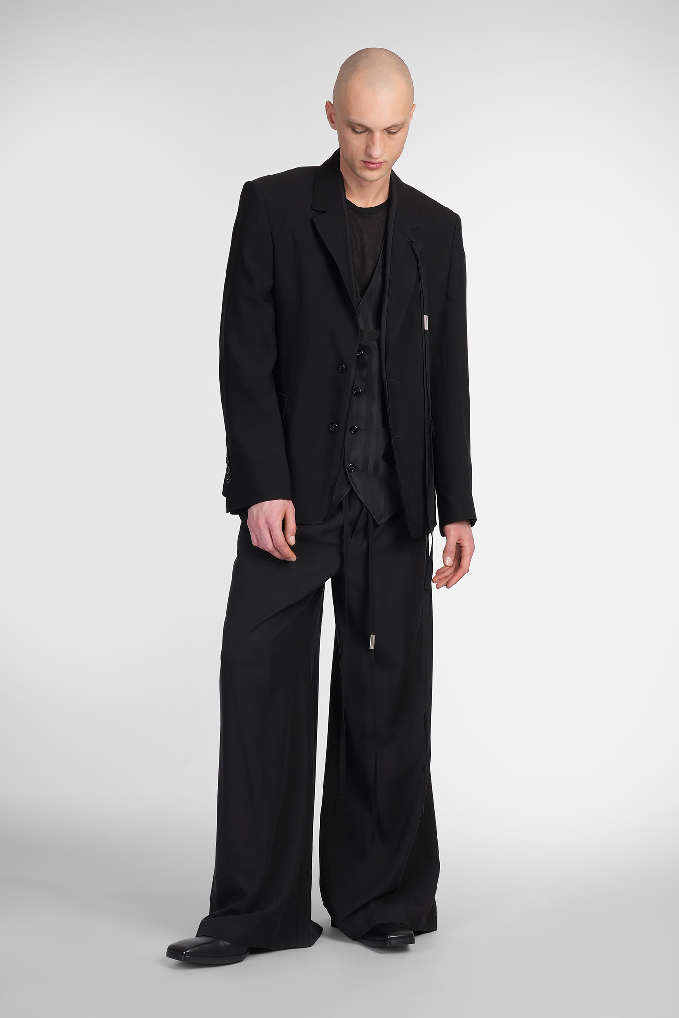Ann Demeulemeester Ibert Pants In Black Wool And Polyester In Black