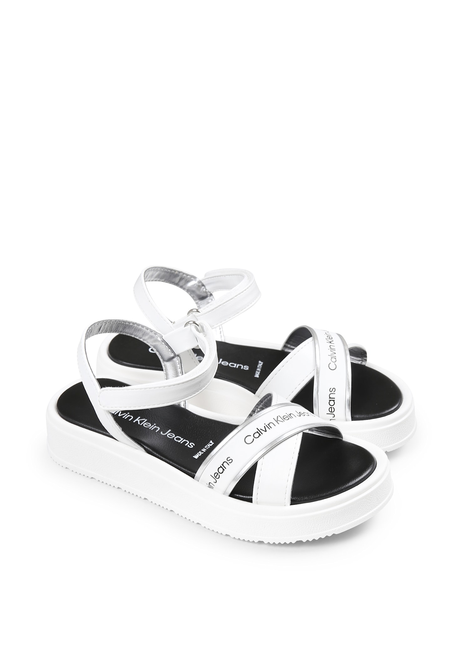 CALVIN KLEIN WHITE SANDALS FOR GIRL WITH LOGO