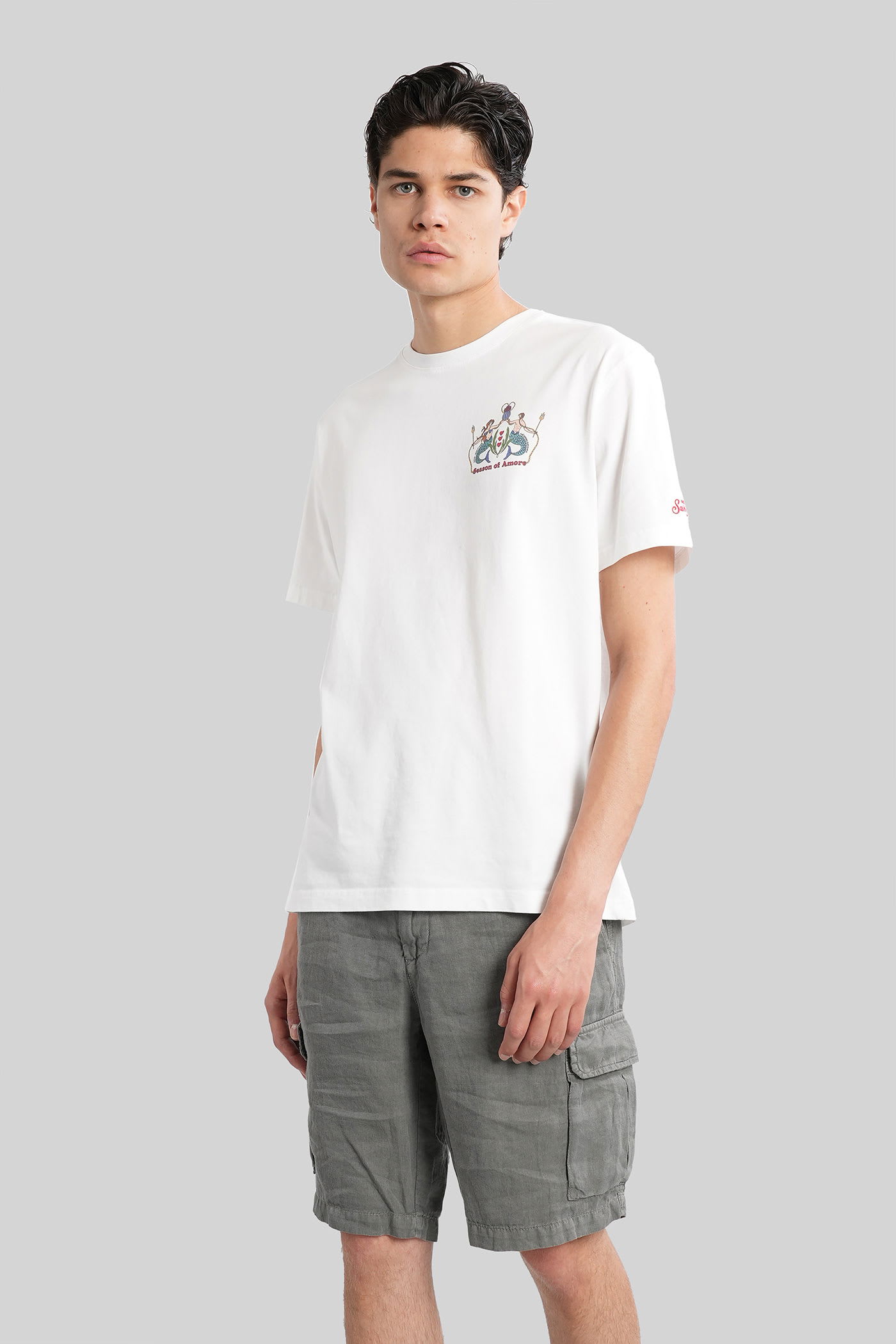 Mc2 Saint Barth Tshirt Man T-shirt In White Cotton In White