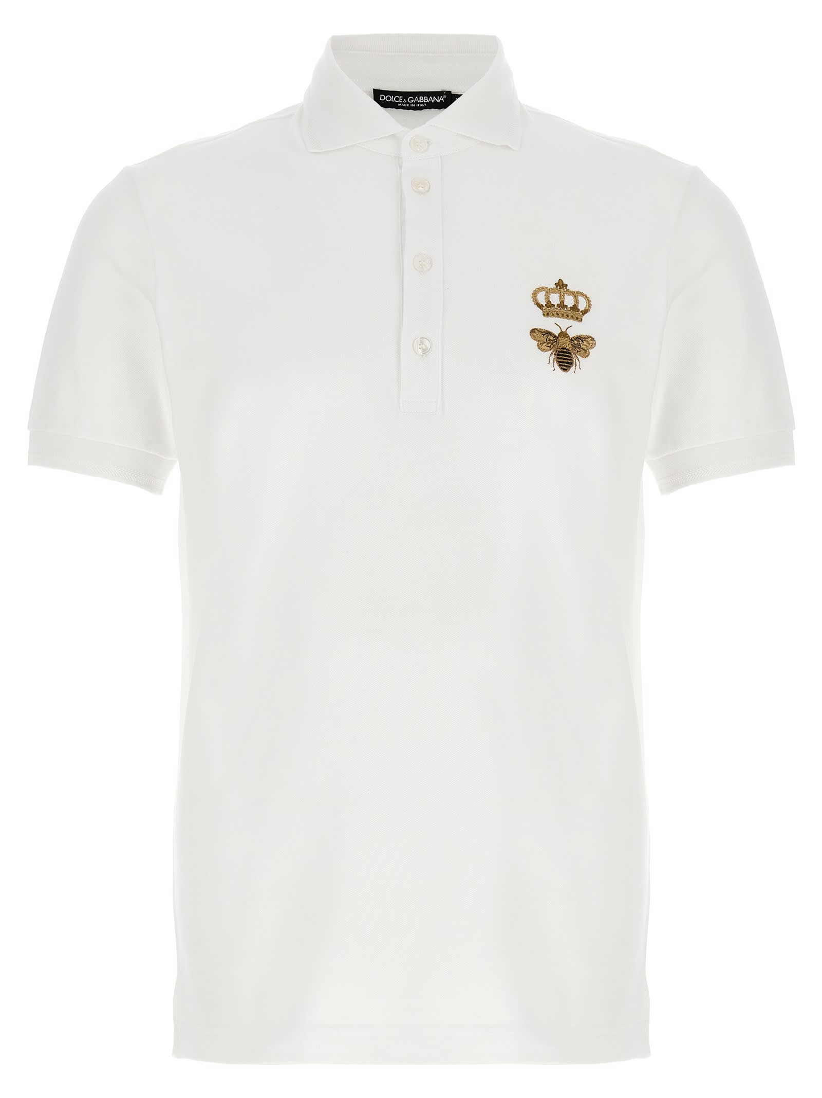 Shop Dolce & Gabbana Logo Embroidery Polo Shirt In White