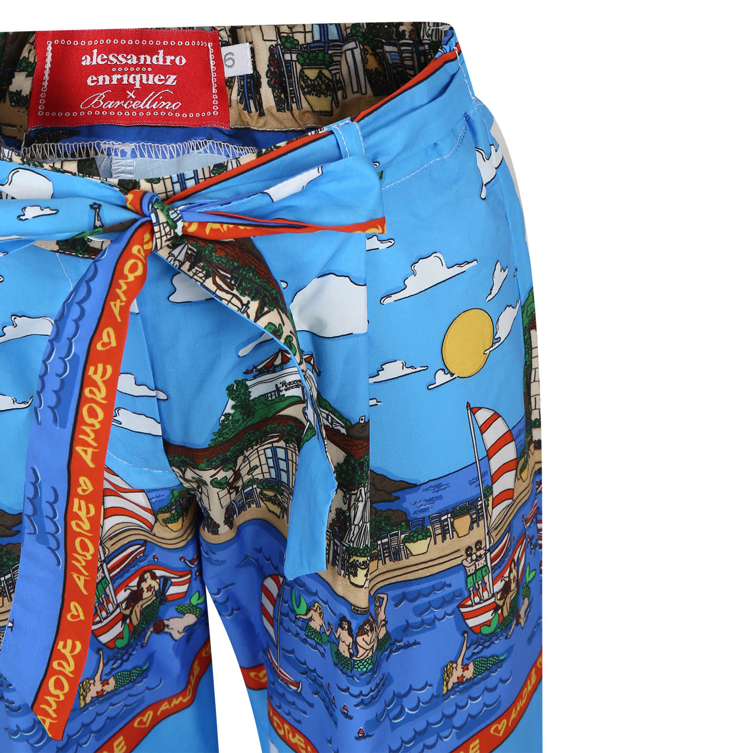 Shop Alessandro Enriquez Light Blue Trousers For Kids With Pop Print