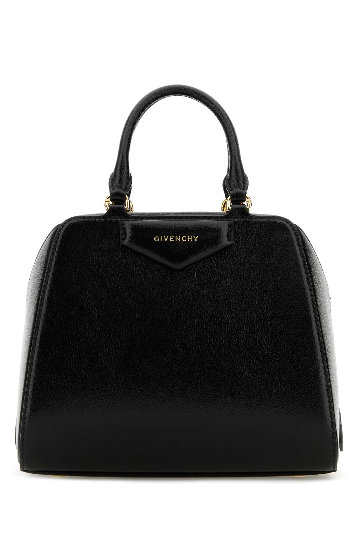 Shop Givenchy Black Leather Mini Antigona Cube Handbag