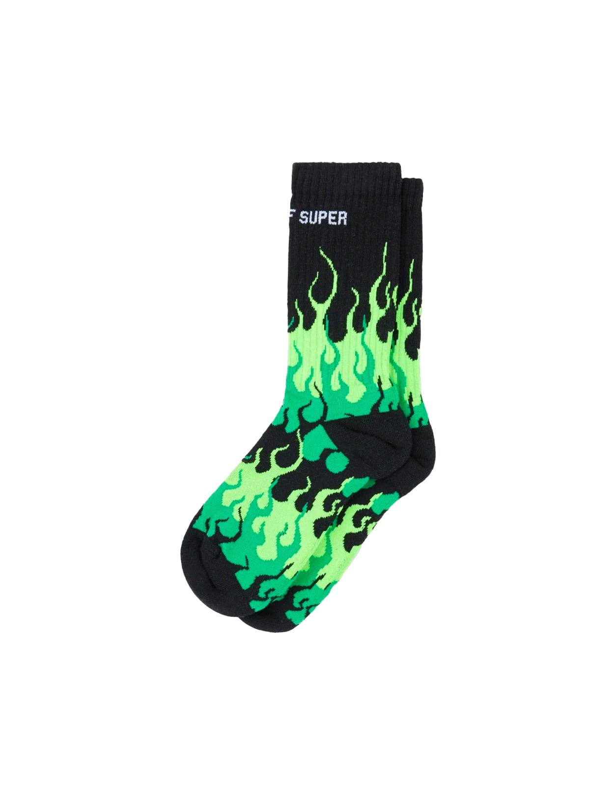 Shop Vision Of Super Black Socks With Triple Green Flame