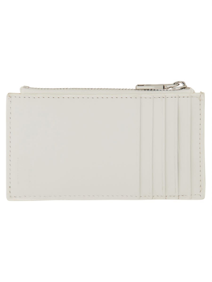 Shop Diesel D Logo Plaque Zipped Cardholder In White