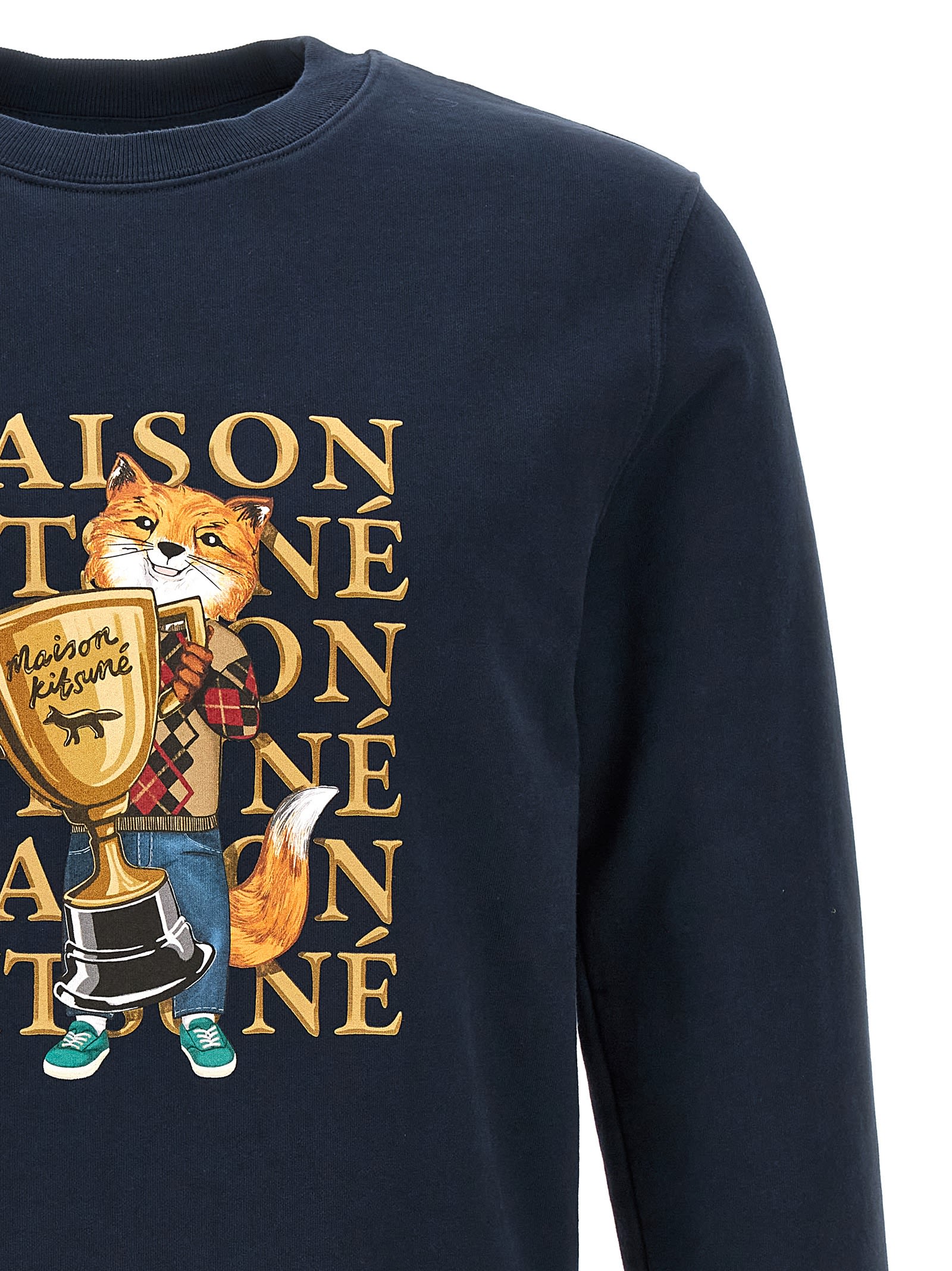 Shop Maison Kitsuné Fox Champion Sweatshirt In Blue