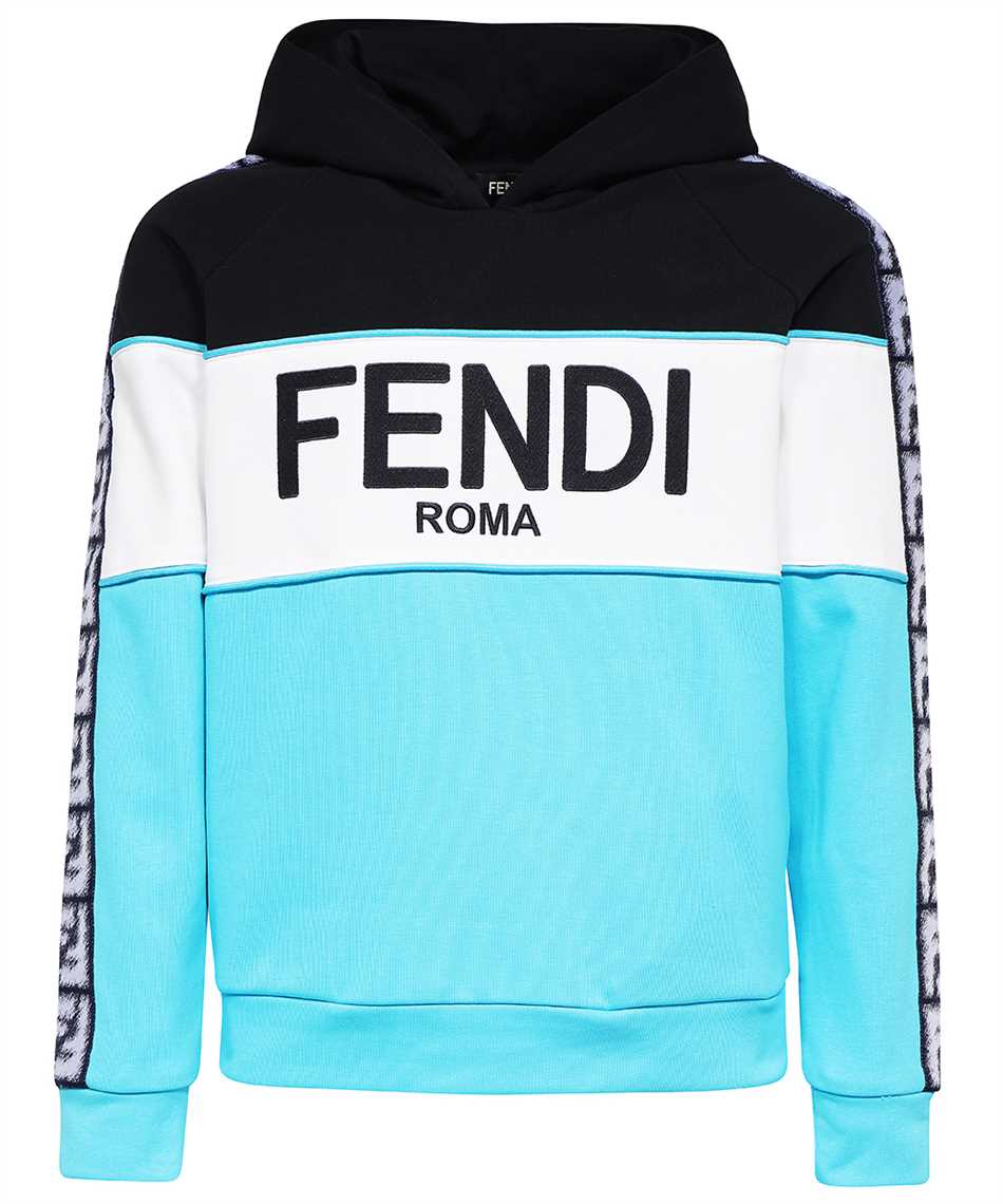 Shop Fendi Hooded Sweatshirt In Light Blue