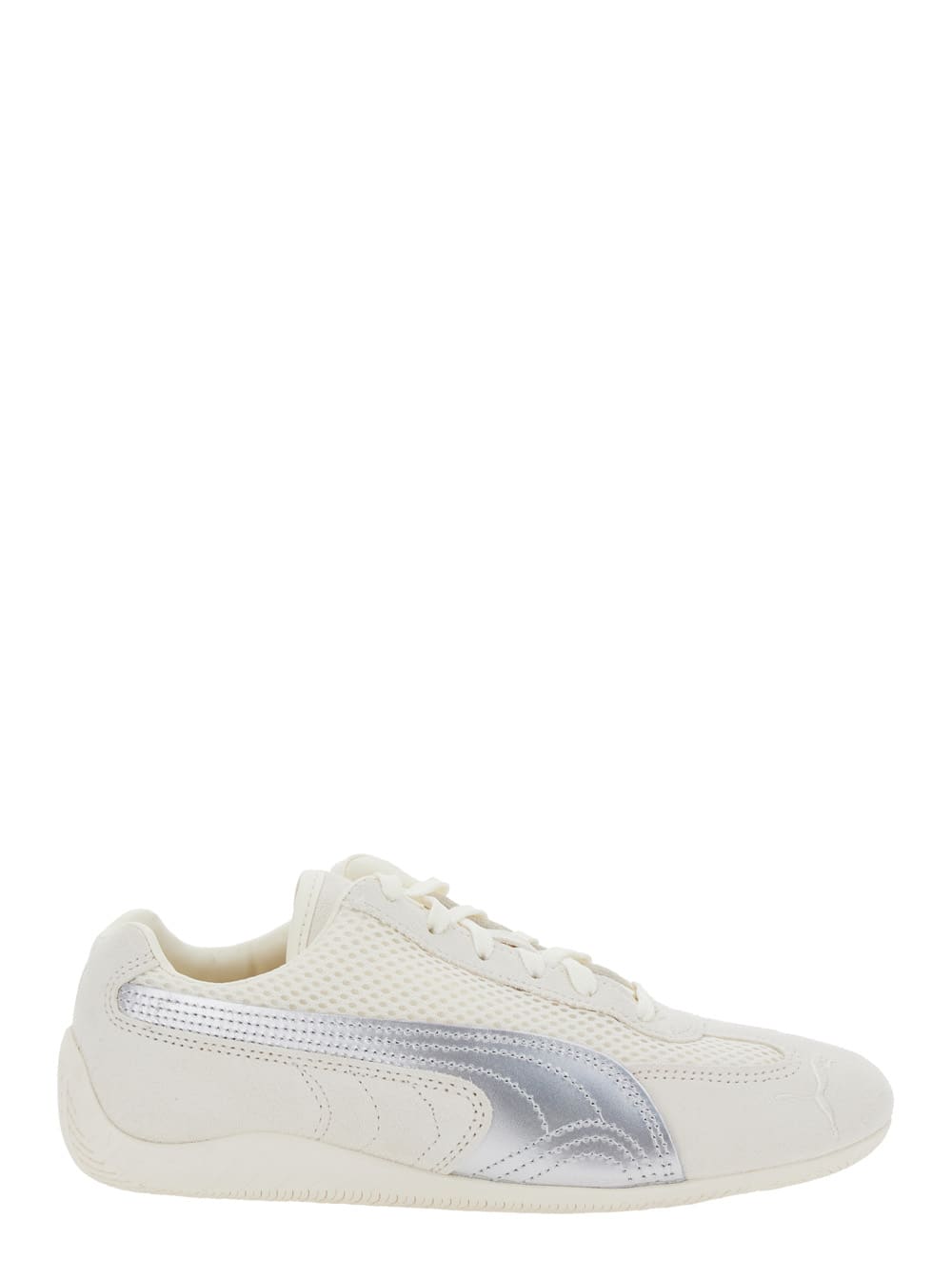 speedcat Beige Low Top Sneakers With Logo Patch On The Tongue And Formstrip Logo Detail On The Sidei N Leather And Mesh Unisex