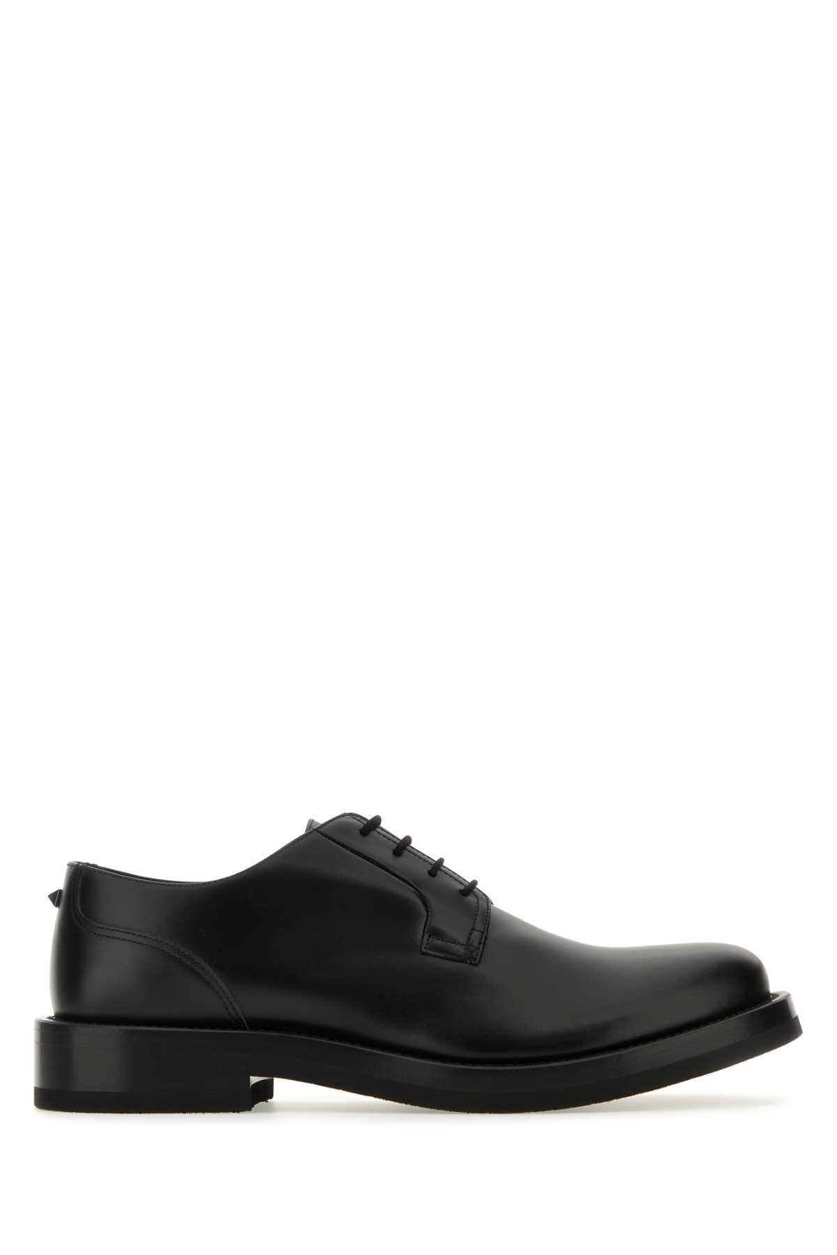 Shop Valentino Black Leather Lace-up Shoes In Nero