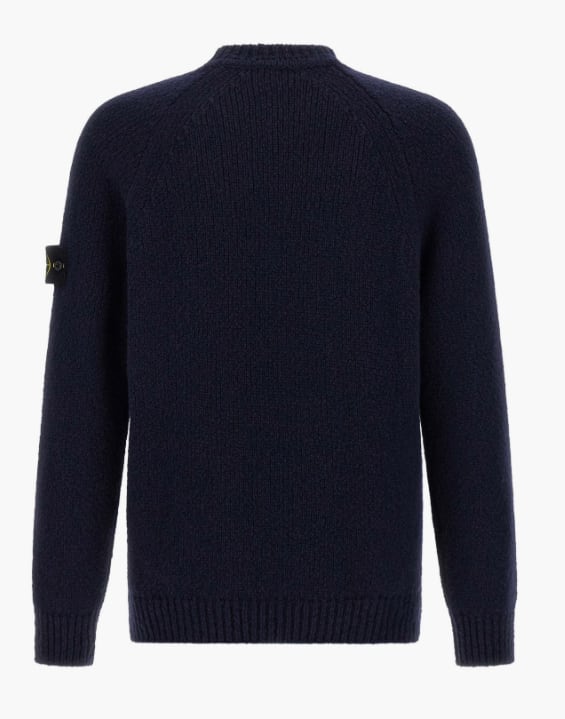 Stone Island Crew Neck Wool Sweater With Reverse Stitch Details In Multi