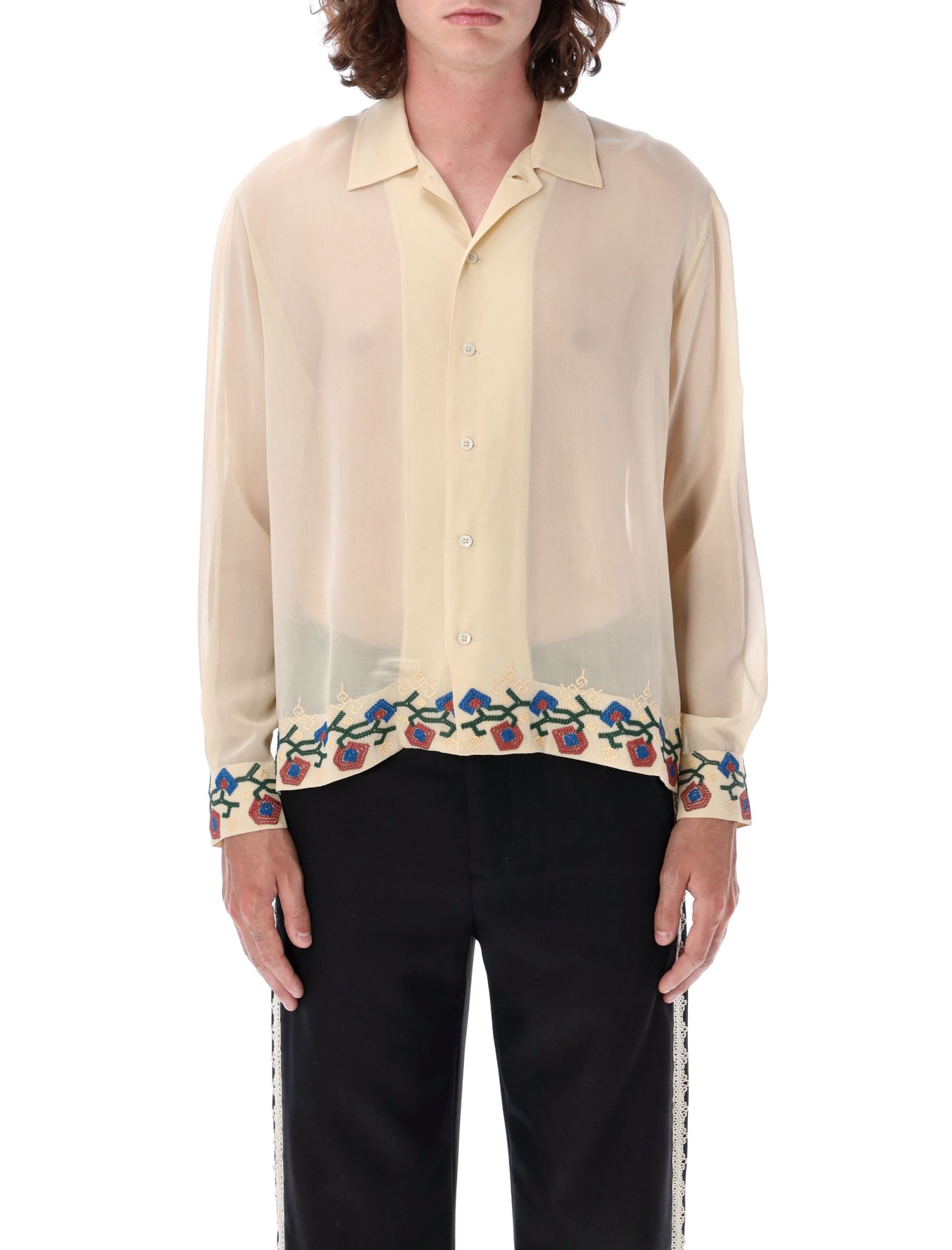 Shop Bode Flowering Liana Ls Shirt In Cream Multi