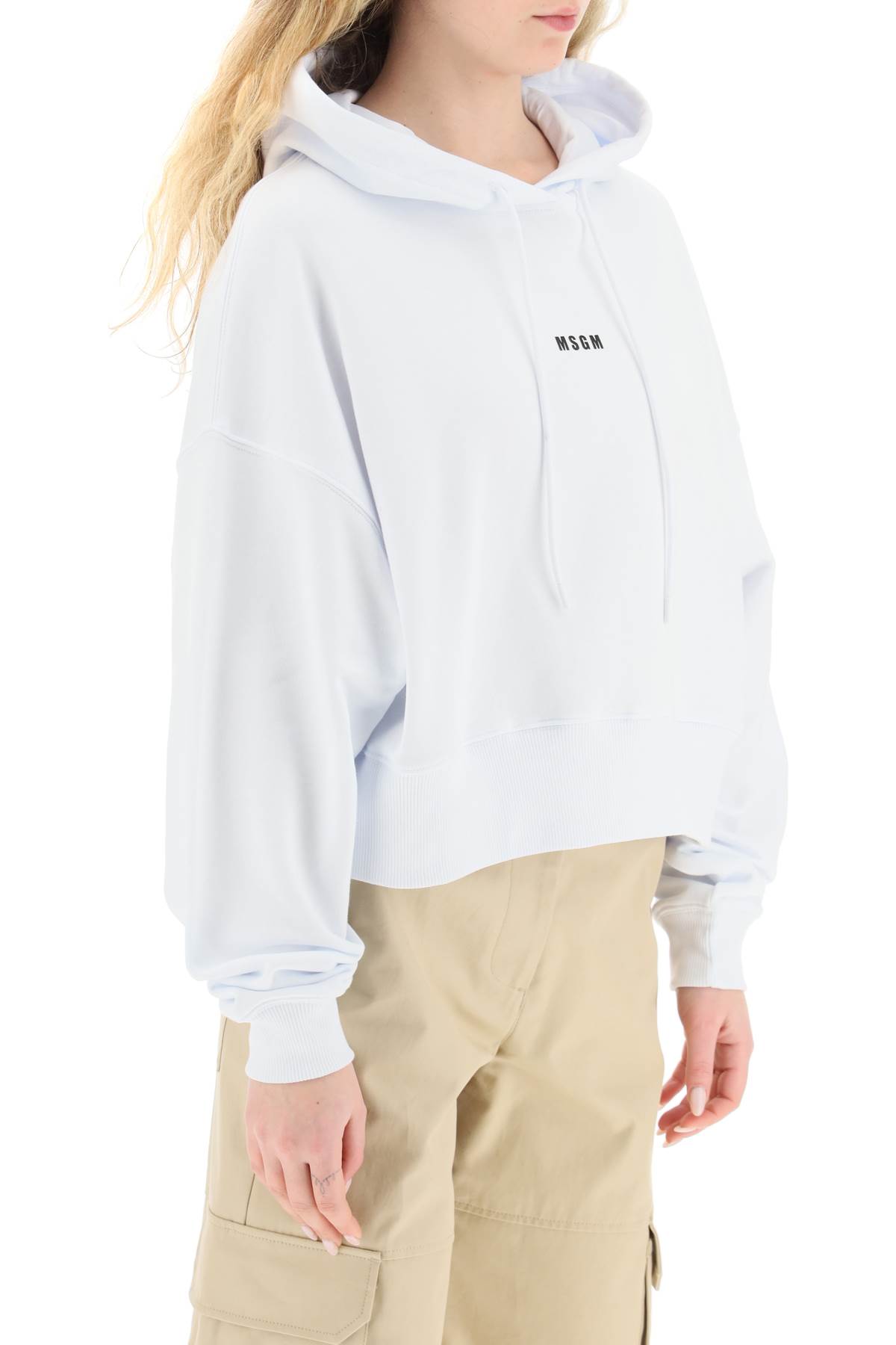 Msgm Woman Sweatshirt Light Grey Size M Cotton In Optical White (white)