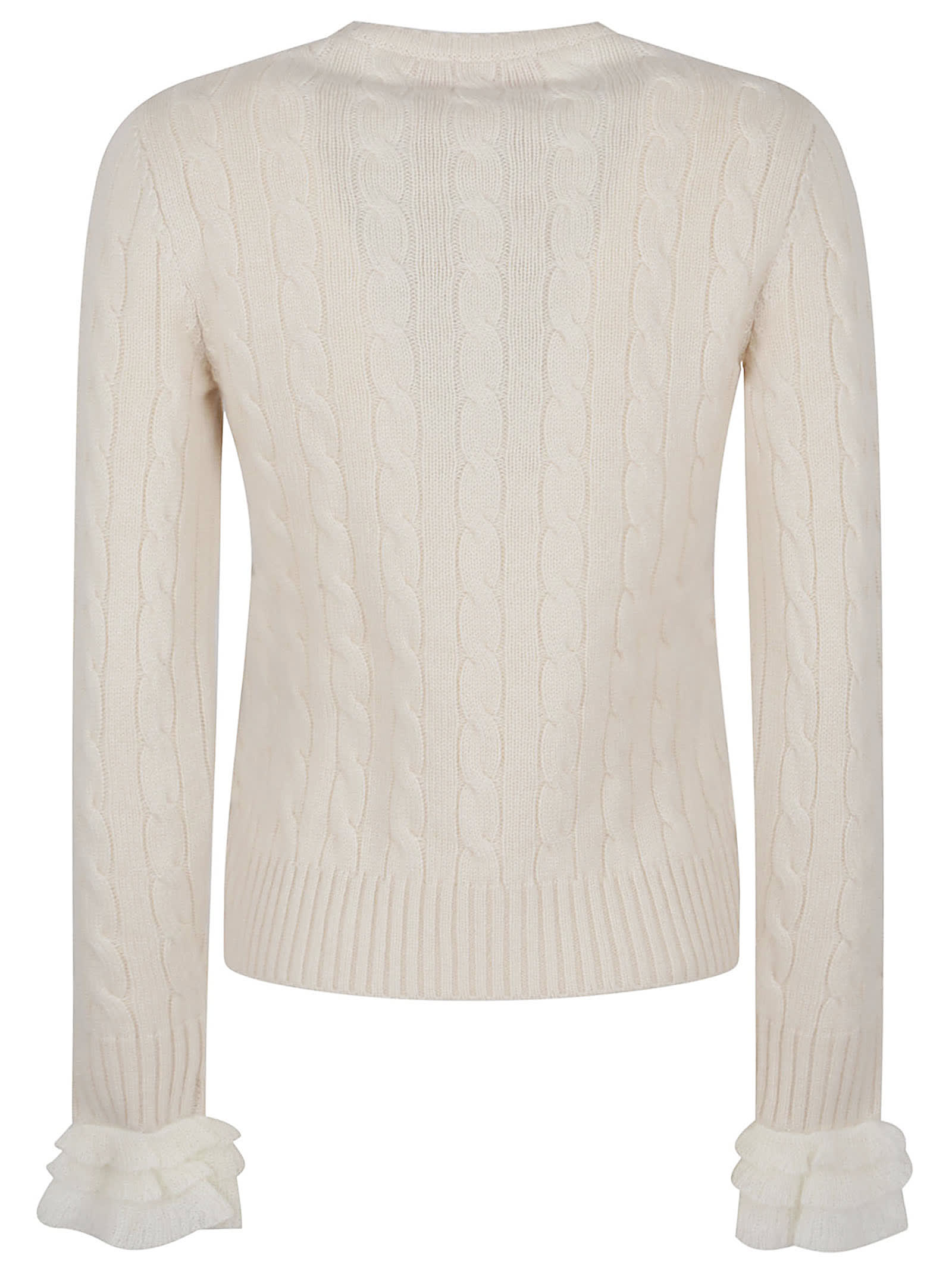 Valentino Green Cashmere Cream Crew Neck Sweater In N Betulla Avorio