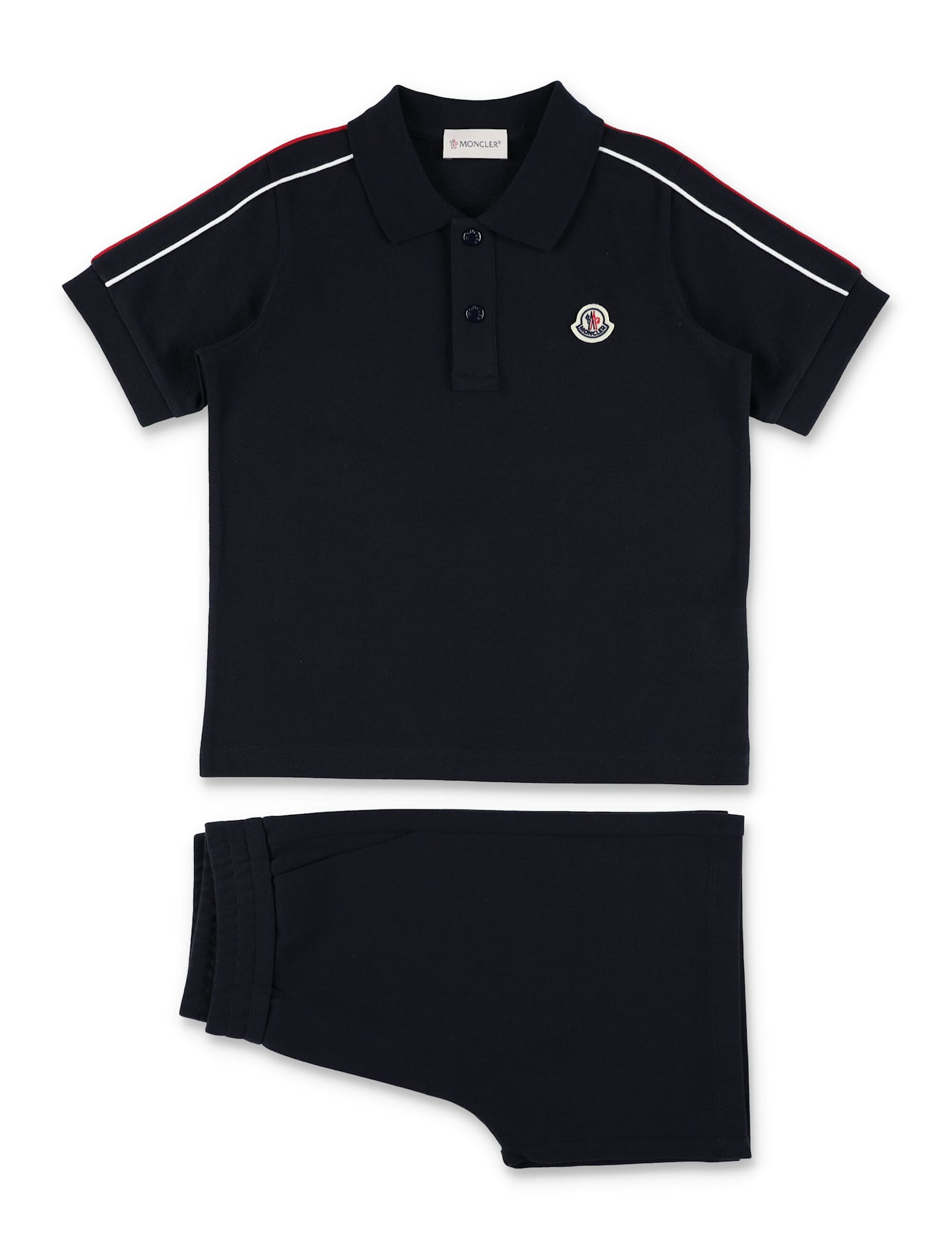 Moncler Polo+bermuda In Navy