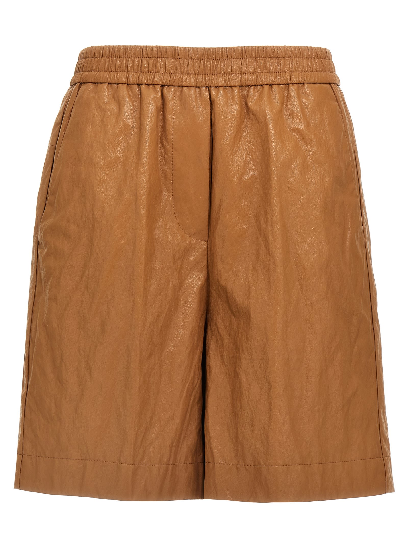 (nude) Leather-effect Bermuda Shorts