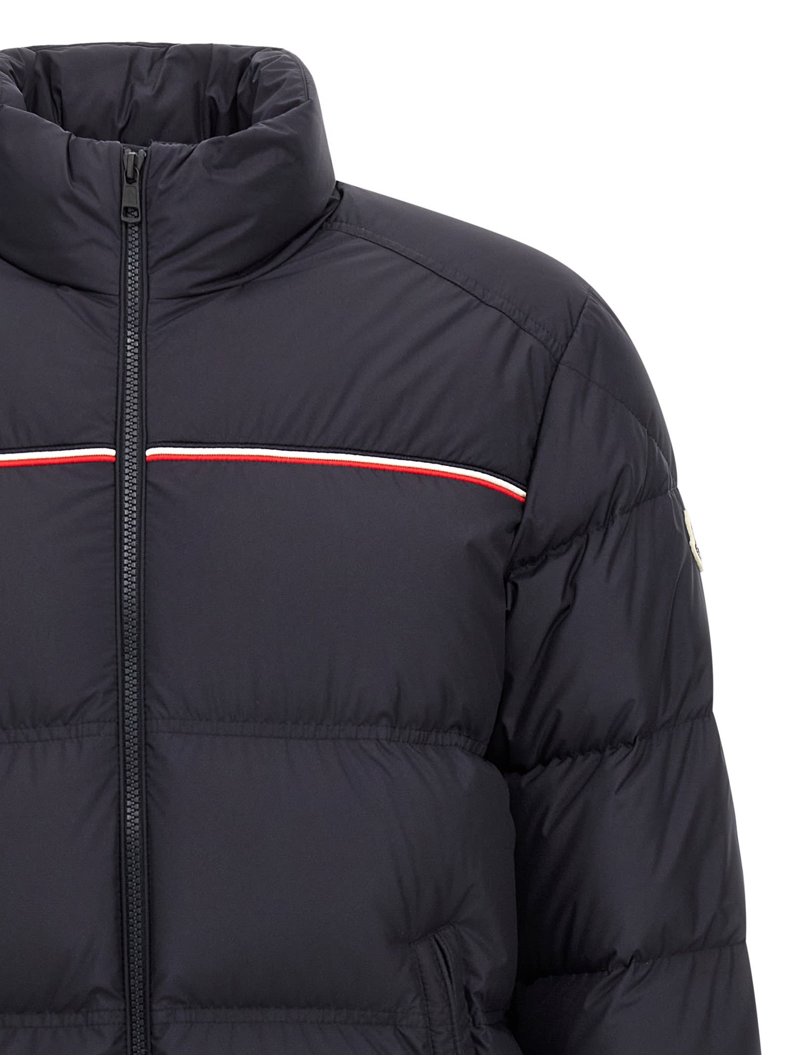 Moncler Puffer Jacket With High Collar And Quilted Design In Animal Print