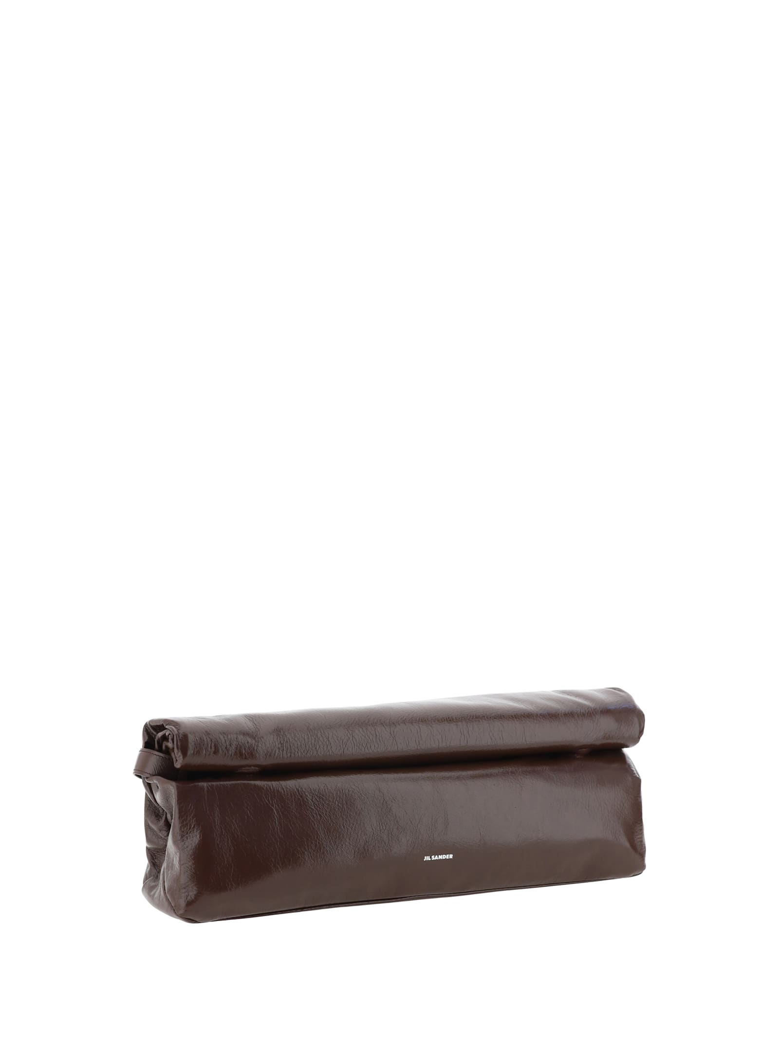 Shop Jil Sander Medium Rollup Shoulder Bag In Chocolate Plum