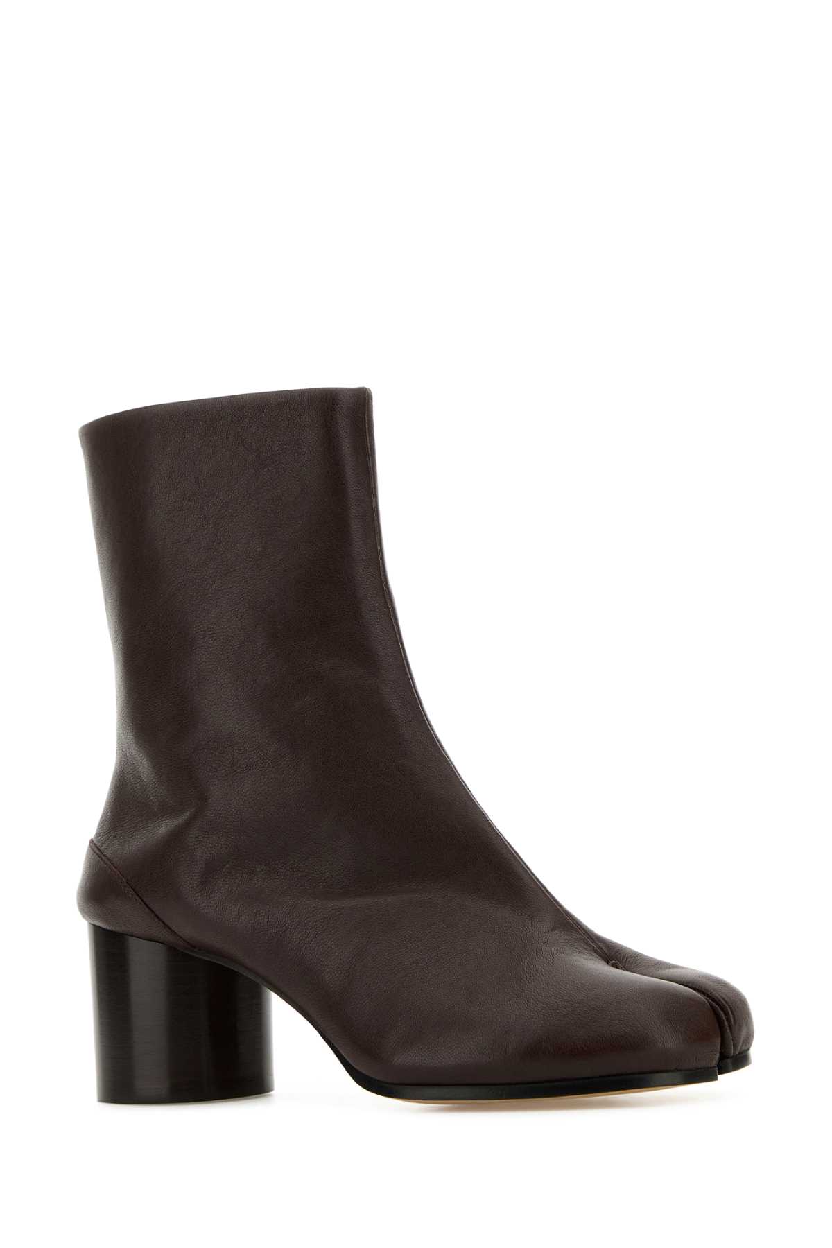 Shop Maison Margiela Chocolate Leather Tabi Ankle Boots In Chicbrown