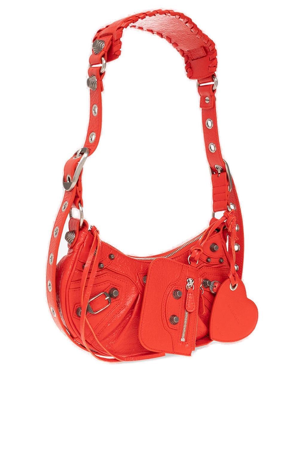 Shop Balenciaga Le Cagole Zipped Xs Shoulder Bag In Tomato Red
