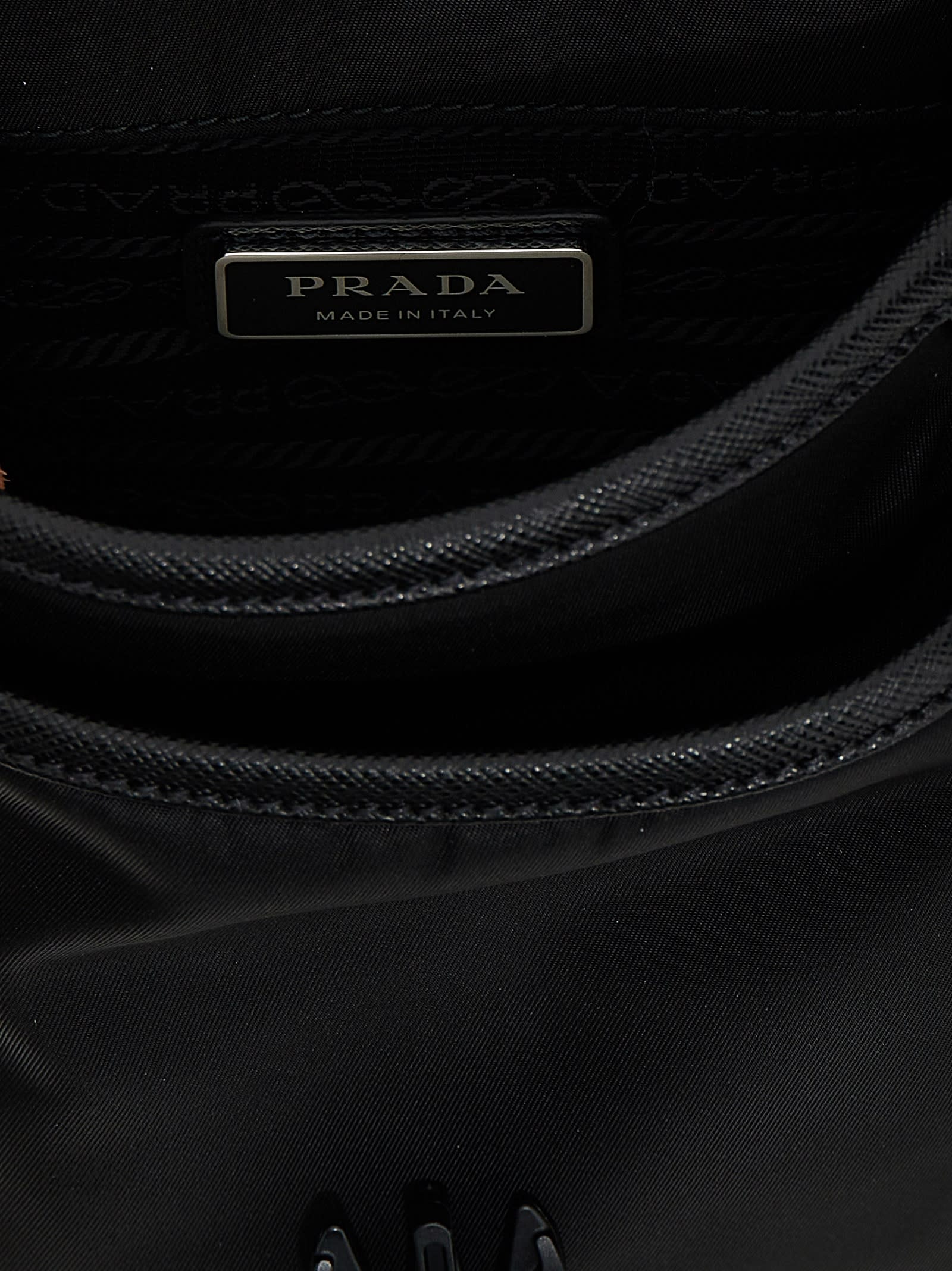 Shop Prada Re-nylon Logo Crossbody Bag In Black