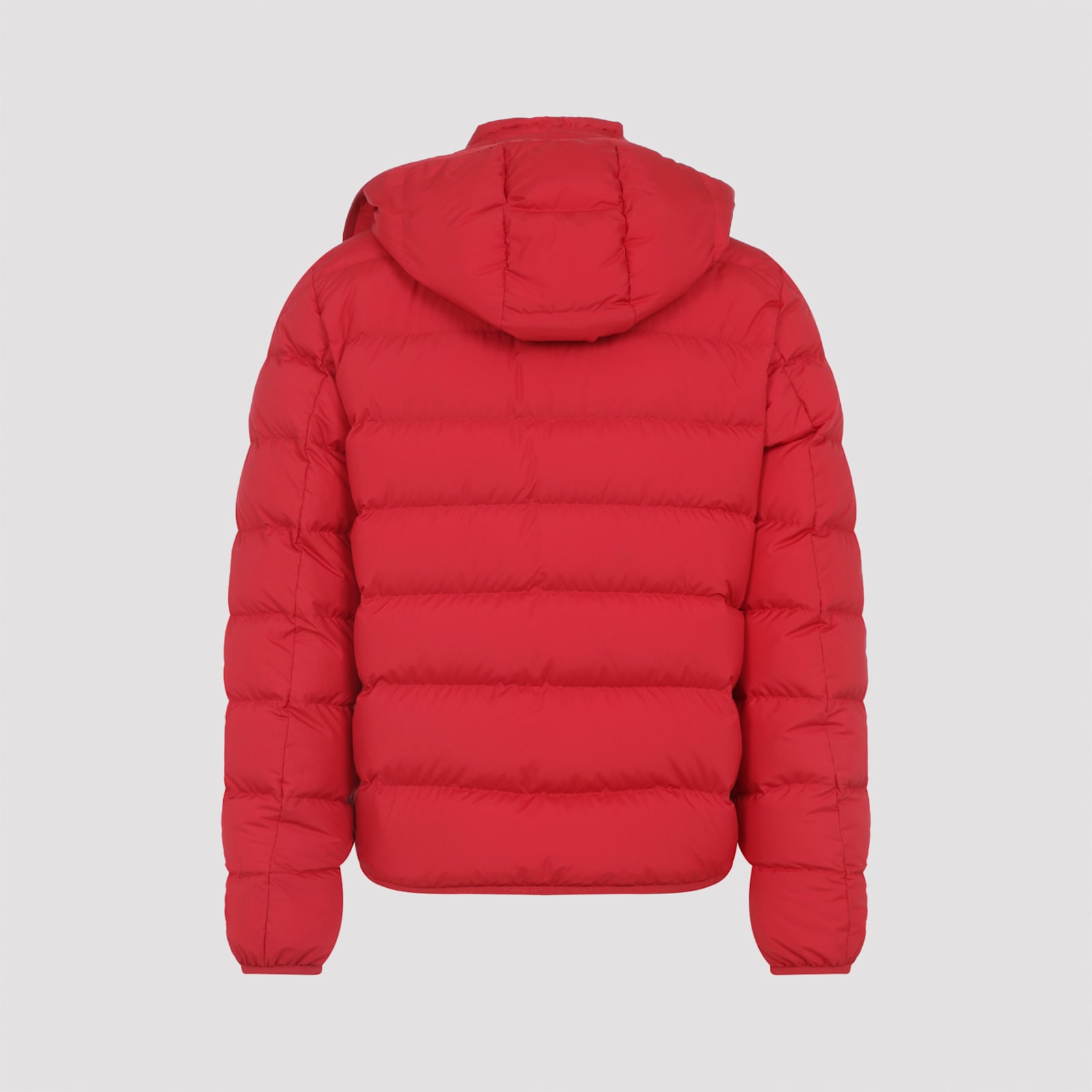 Moncler Quilted Down Jacket With Detachable Hood In Red
