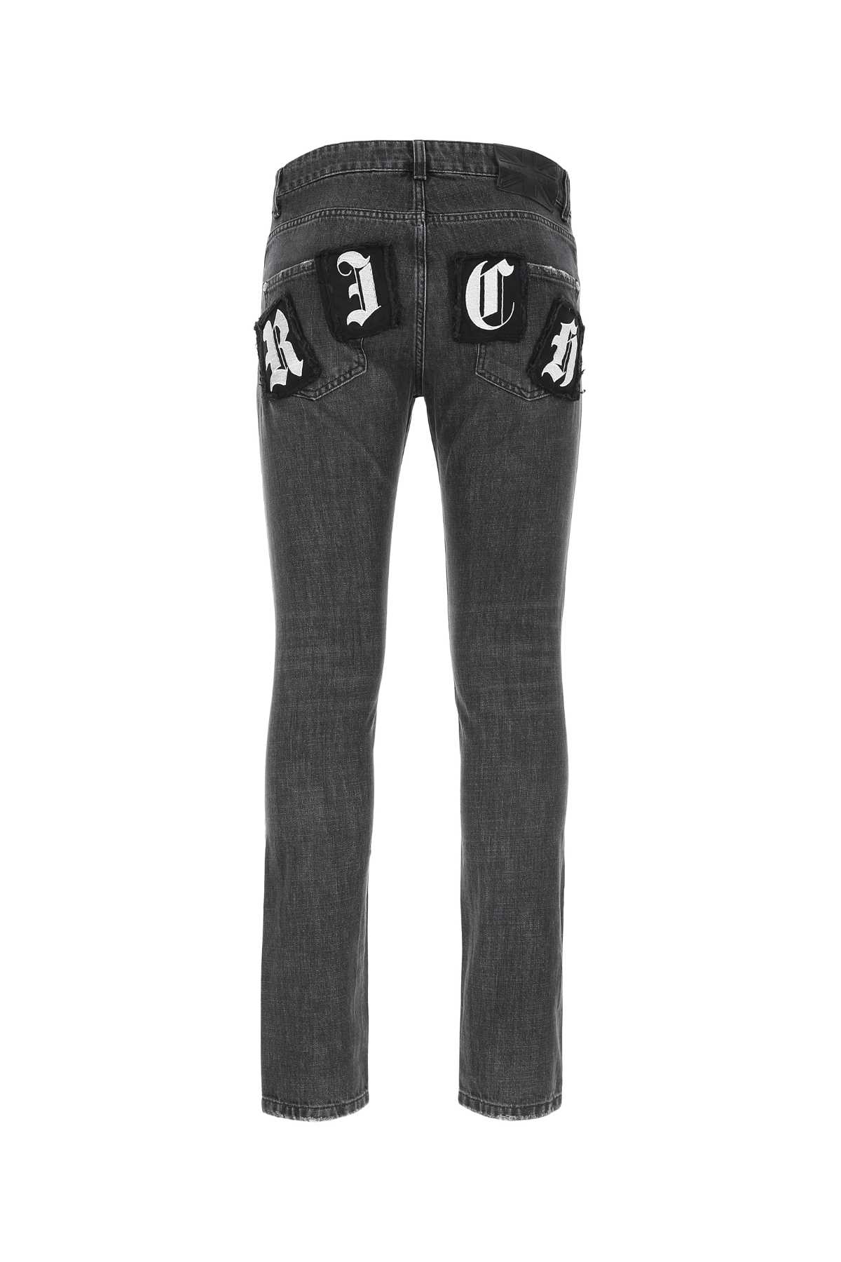 John Richmond Charcoal Grey Denim Jeans In Dblack