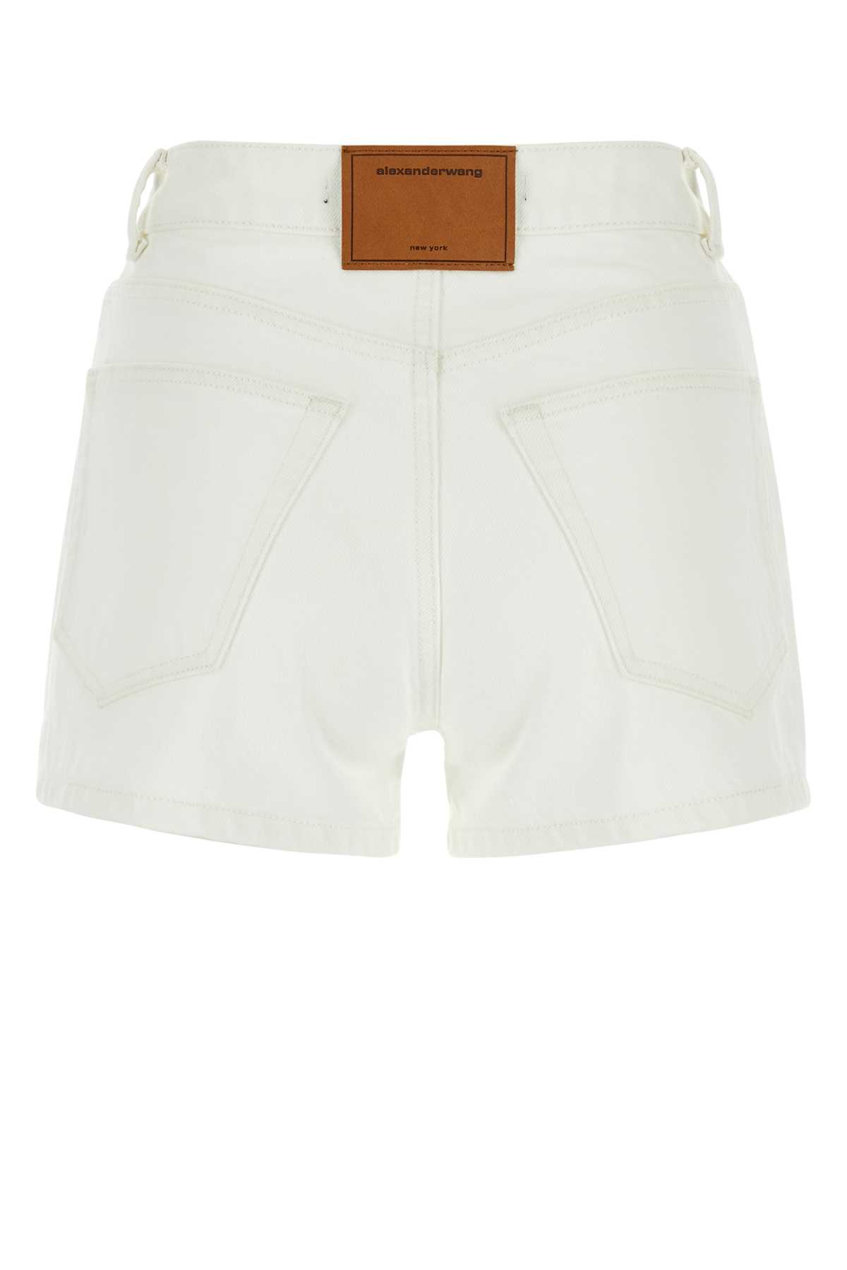 Shop Alexander Wang White Denim Shorts In Vintagewhite