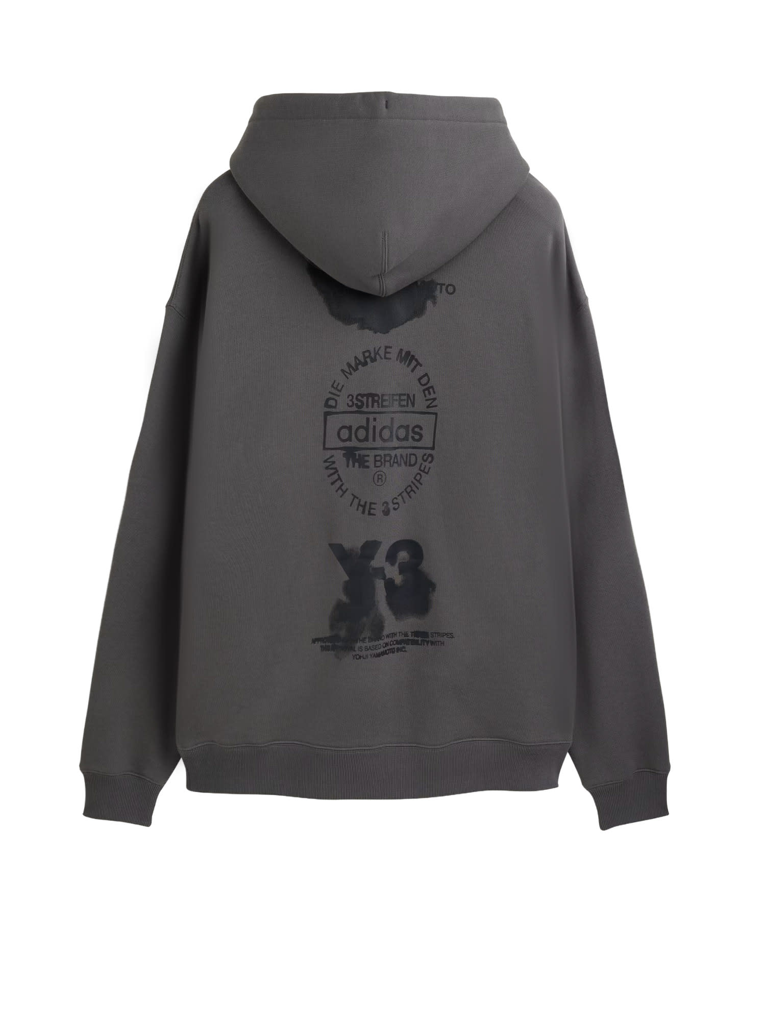 Y-3 Graphic Print Hooded Sweatshirt In Gray