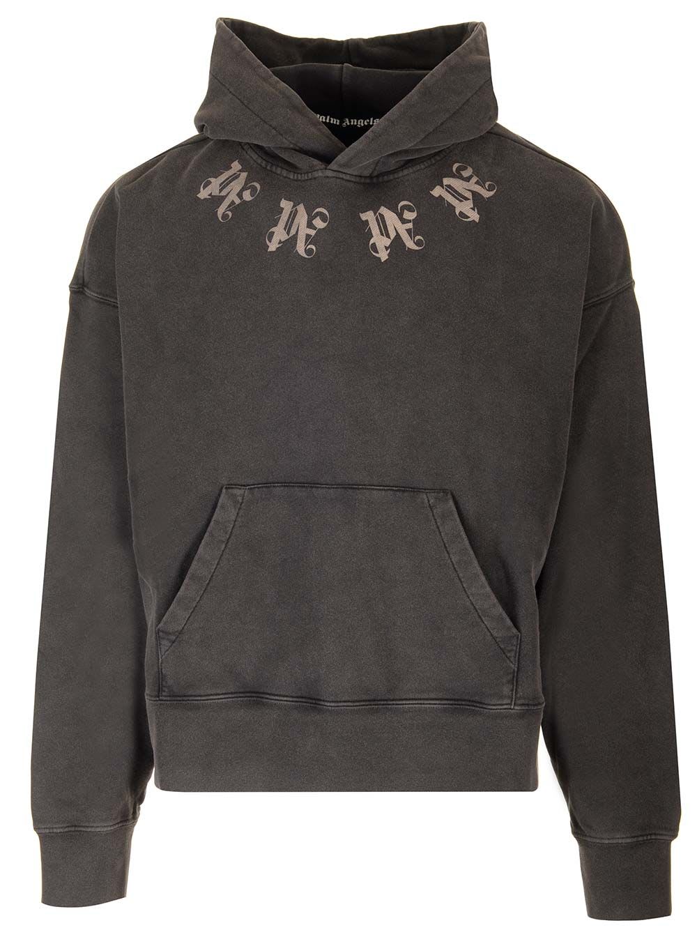 Shop Palm Angels Statement Monogram Hoodie In Black