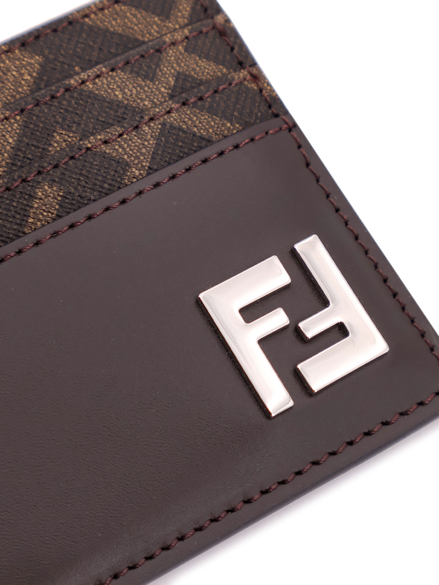 Shop Fendi Card Holder In Brown