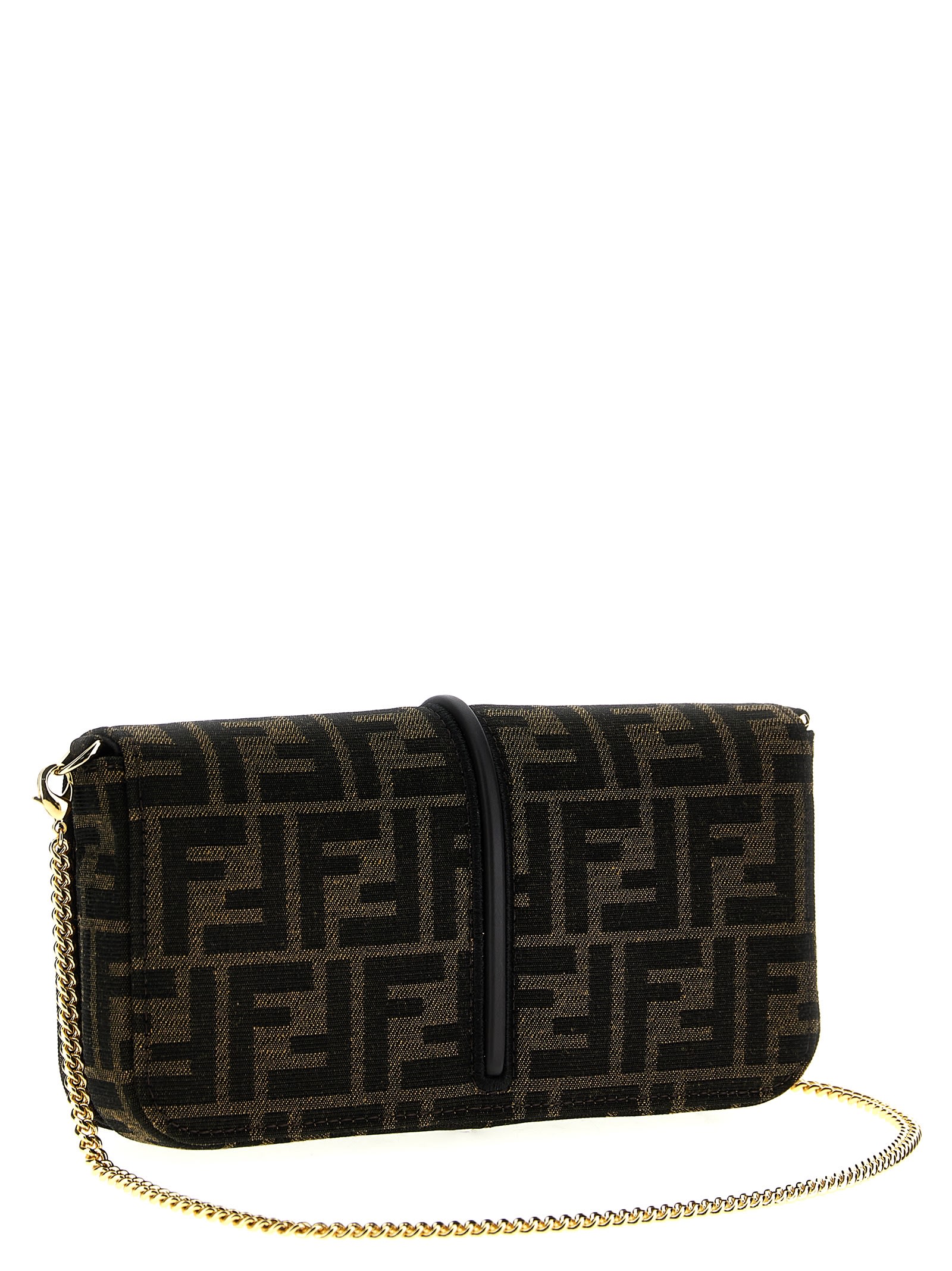 Shop Fendi Graphy Wallet On Chain In Tabacco