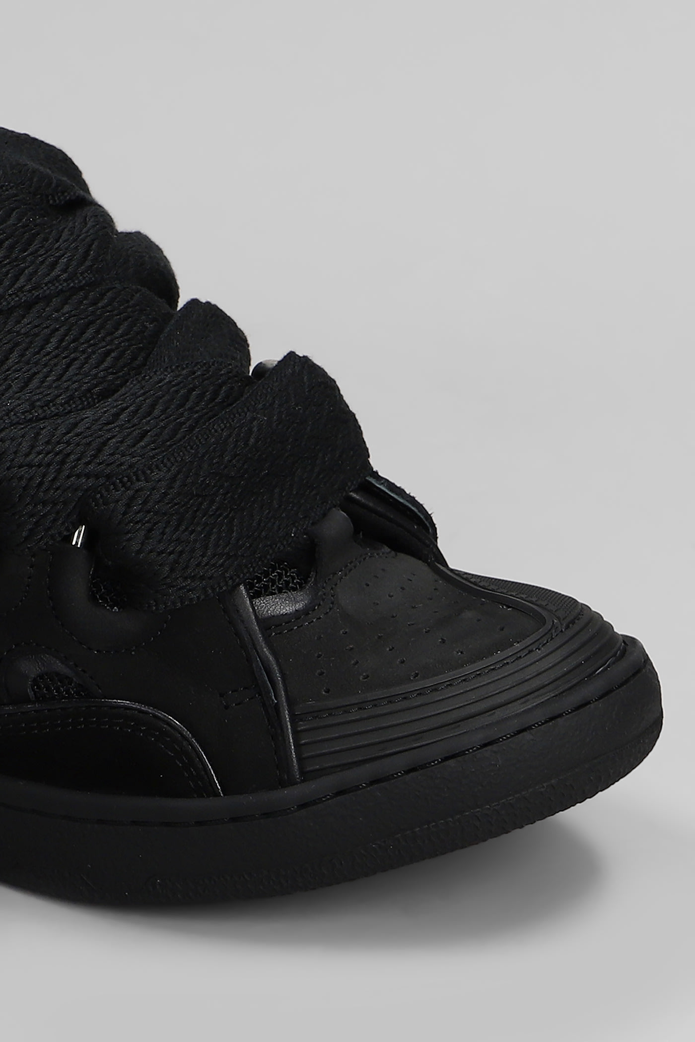 Lanvin Curb Sneakers In Black Suede And Leather