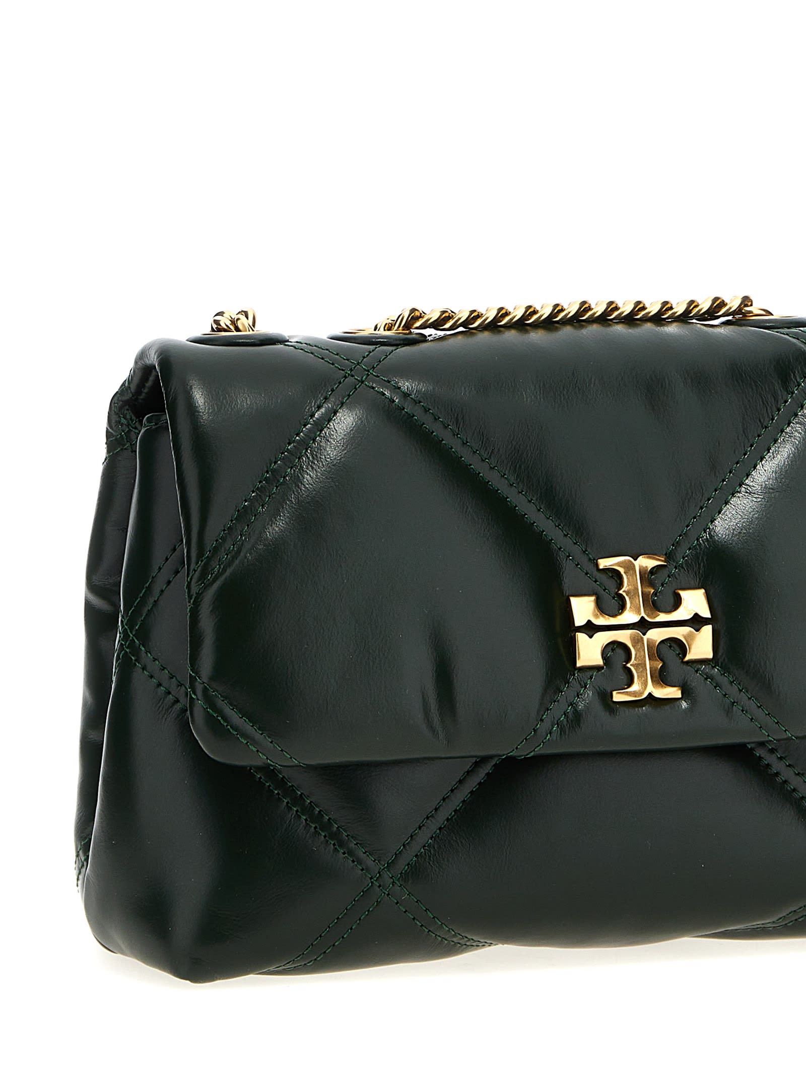 Shop Tory Burch Kira Diamond Quilt Small Shoulder Bag In Green