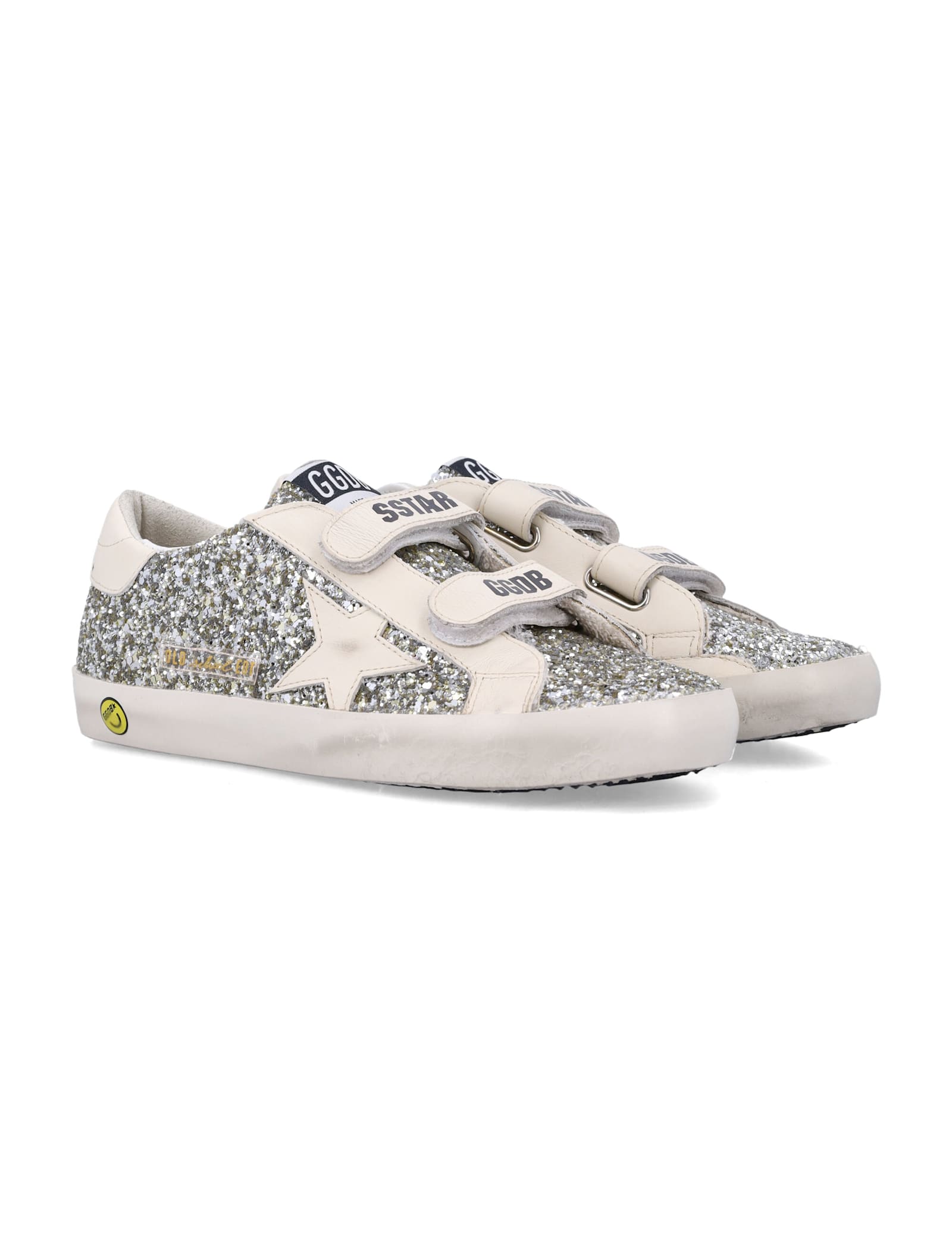Golden Goose Kids Old School Glitter And Leather Sneakers In Multi