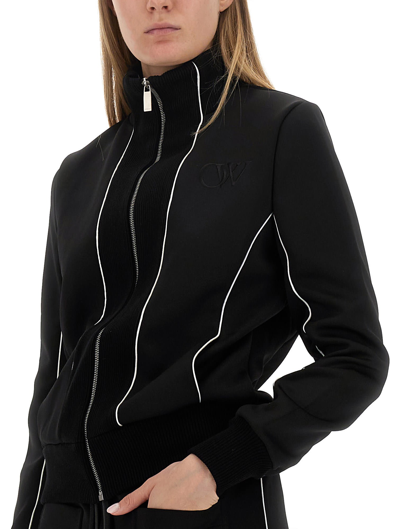 Off-white Jacket High Collar Contrast Piping In Black Black