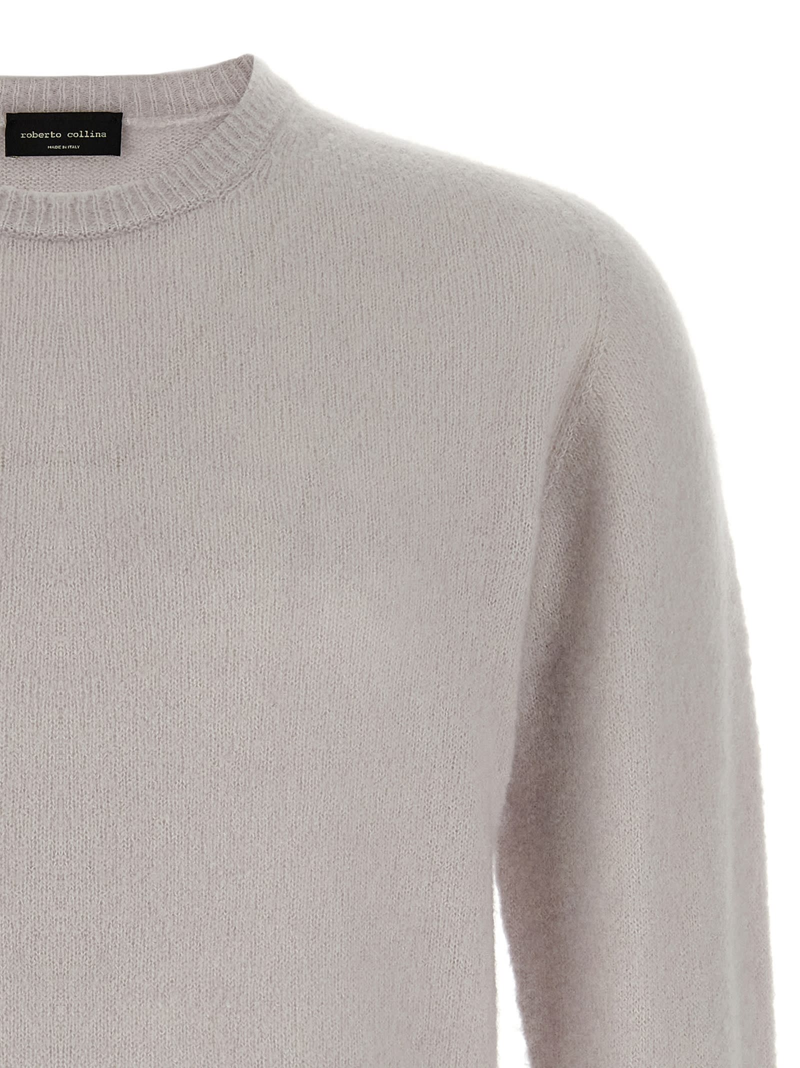 Roberto Collina Cashmere And Silk Blend Sweater With Classic Crew Neck In Neutral