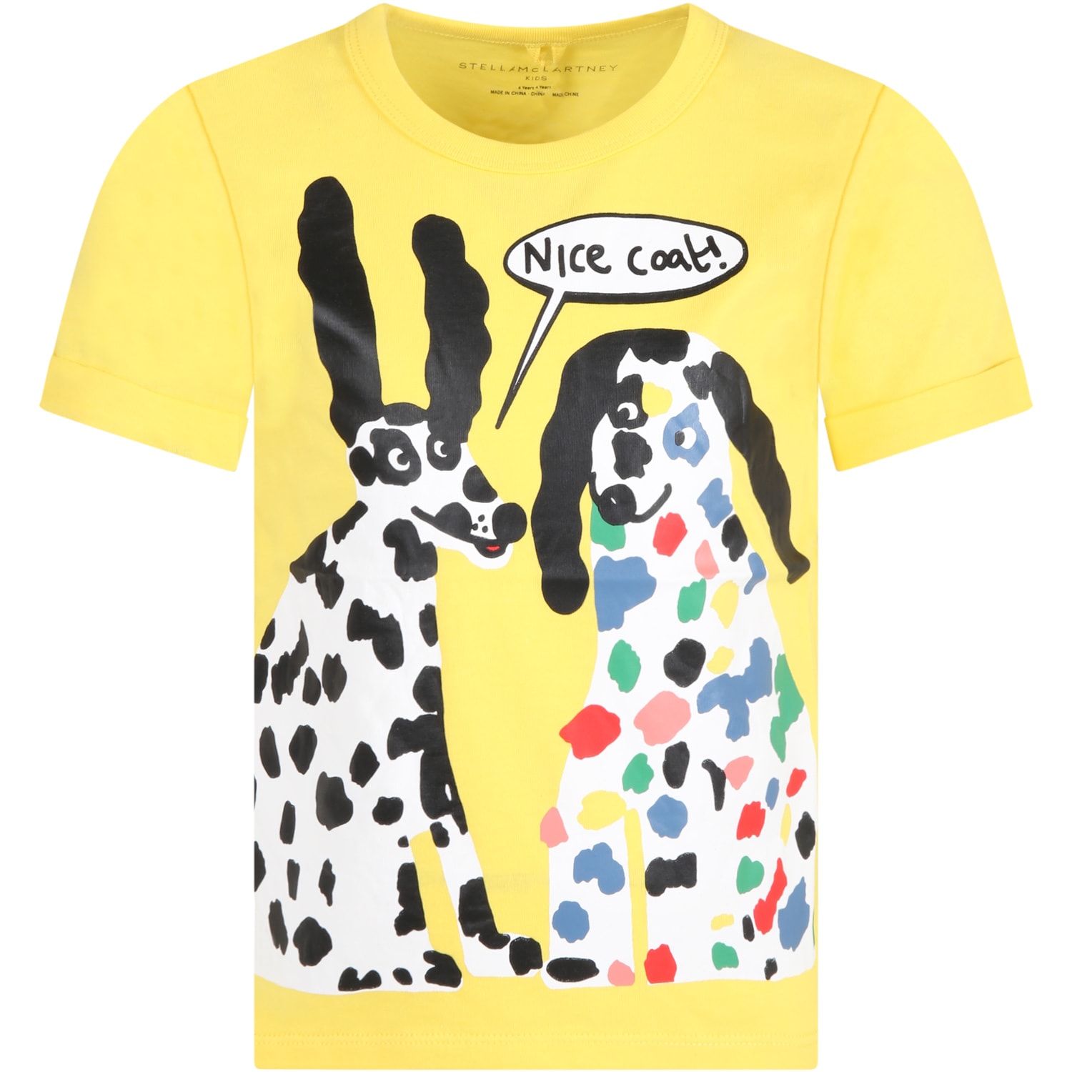 Stella McCartney Kids Yellow T-shirt For Kids With Dogs