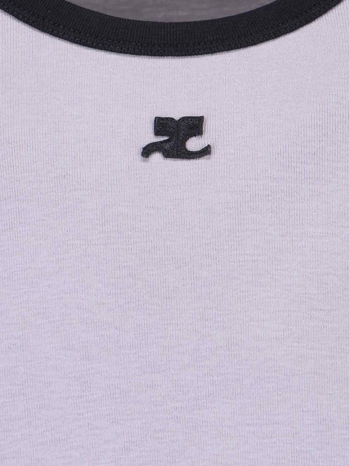 Shop Courrèges Contraste T-shirt In Smocked Grey Black
