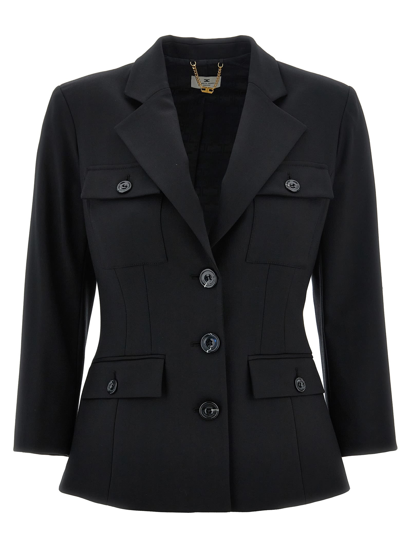 Shop Elisabetta Franchi Single-breasted Blazer In Black