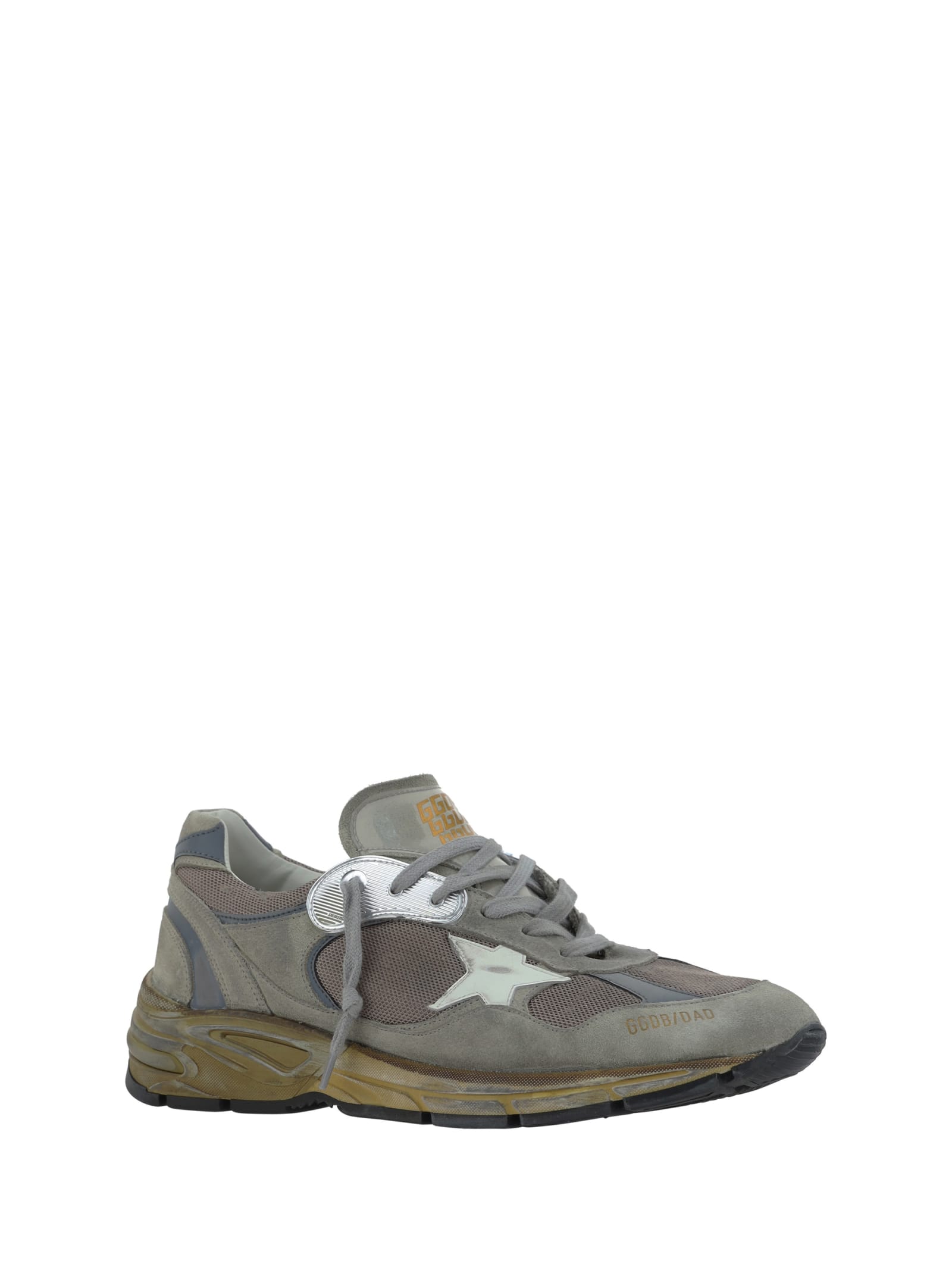 Shop Golden Goose Running Dad Sneakers In Taupe/silver/white