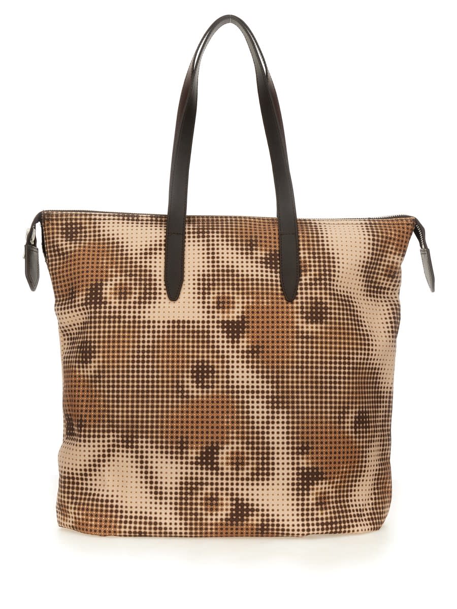 Shop Dries Van Noten Printed Cotton Denim Tote Bag In Multicolour