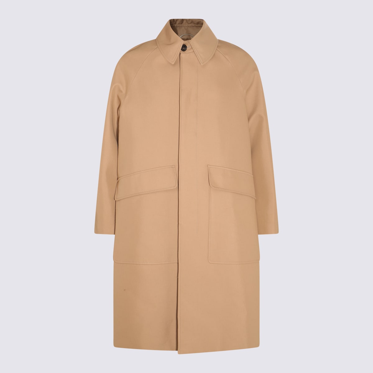 Pt01 Beige Cotton Coat In Brown