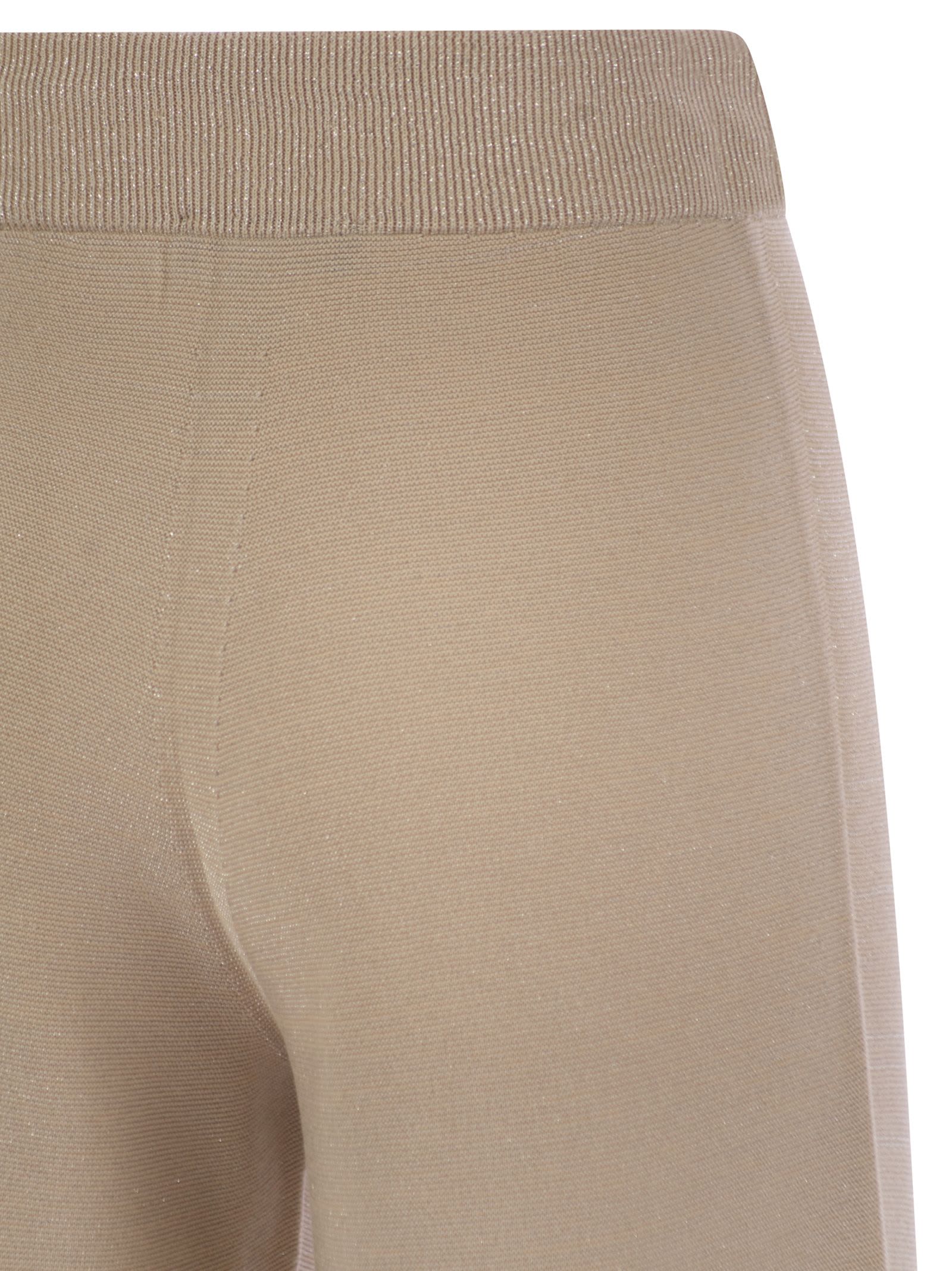 Fabiana Filippi Wide Trousers In Organic Cotton And Lurex In Powder Pink